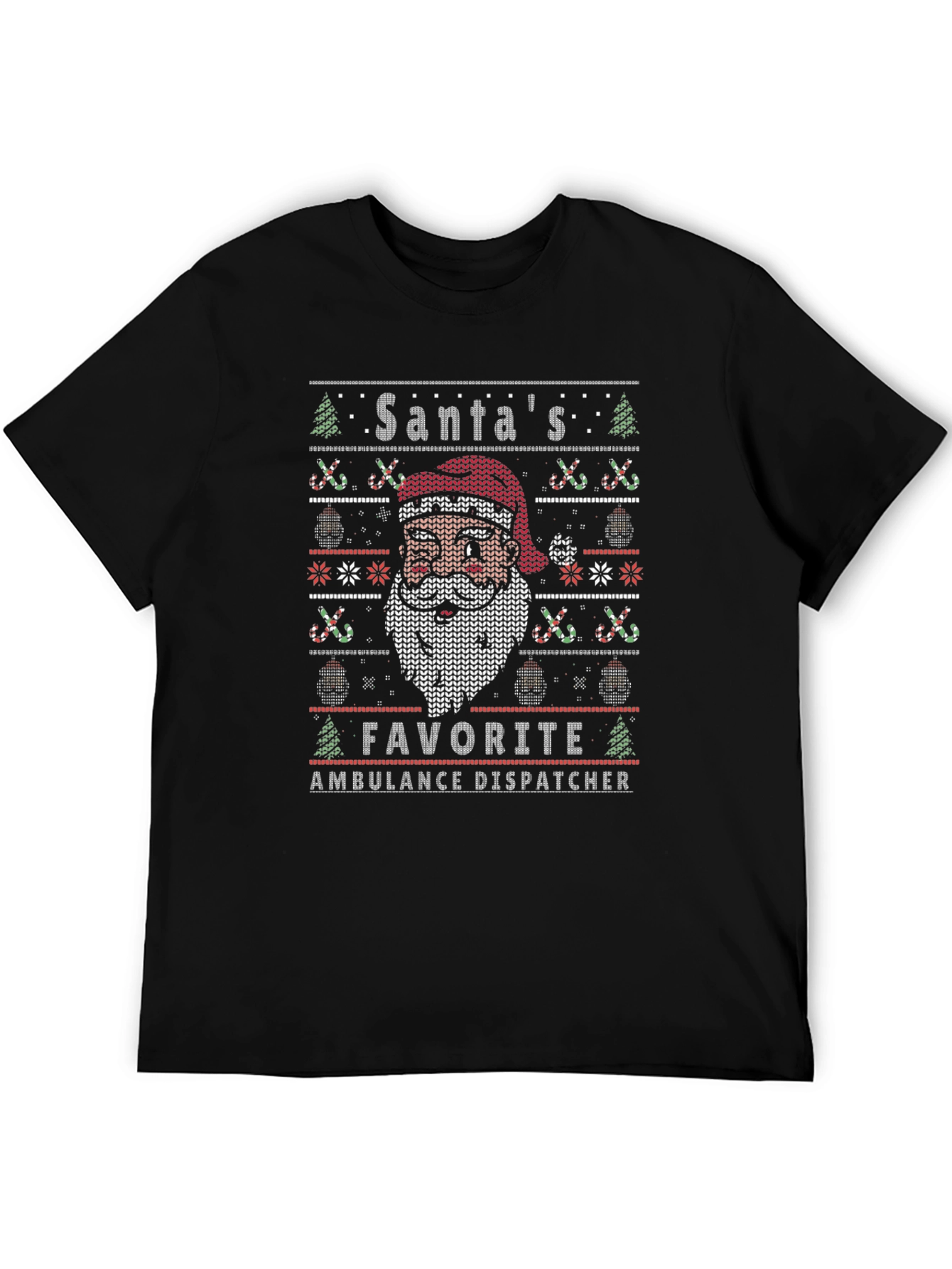 Santas Favorite Ambulance Dispatcher Ugly Christmas T-Shirt