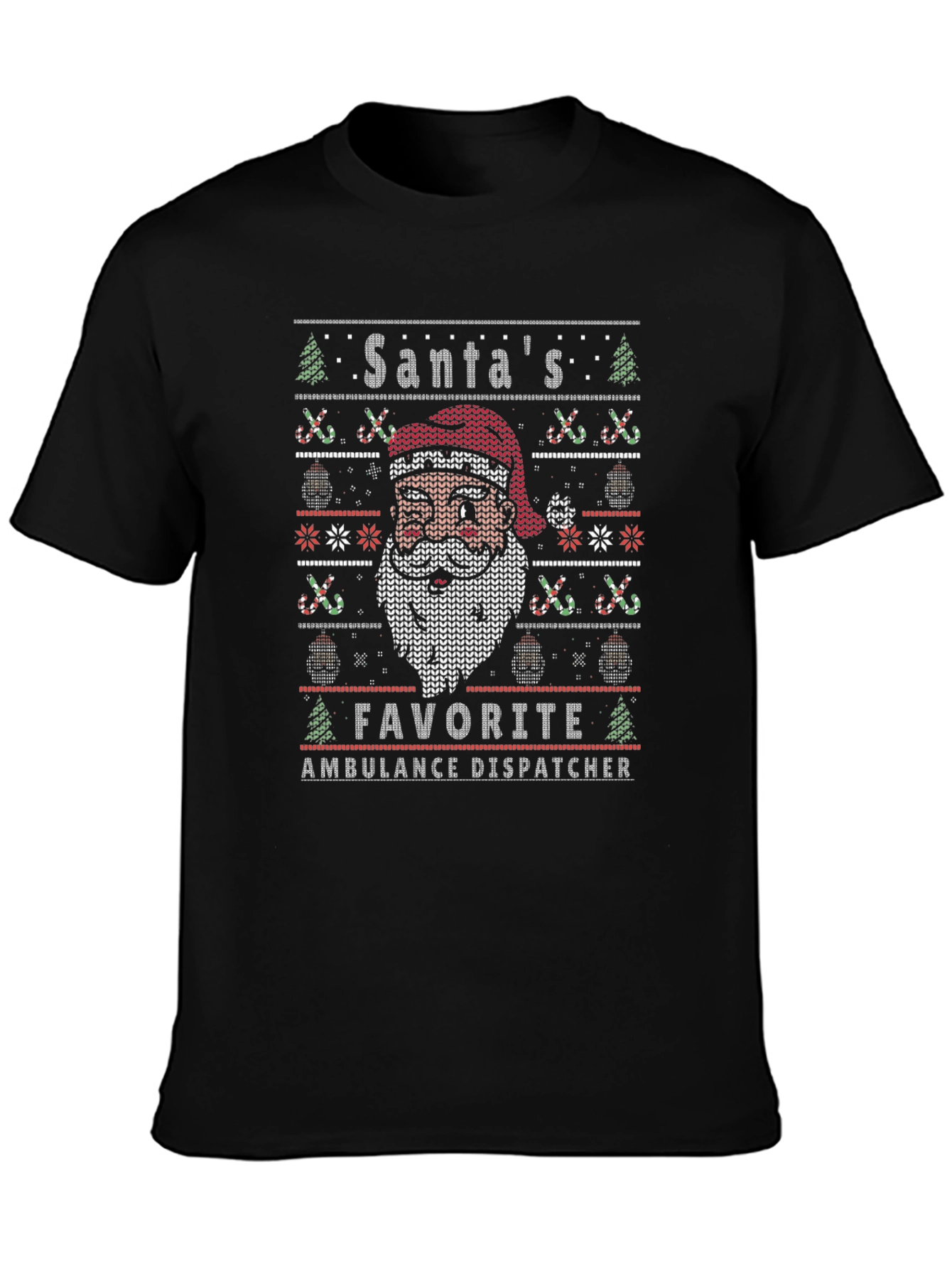 Santas Favorite Ambulance Dispatcher Ugly Christmas T-Shirt