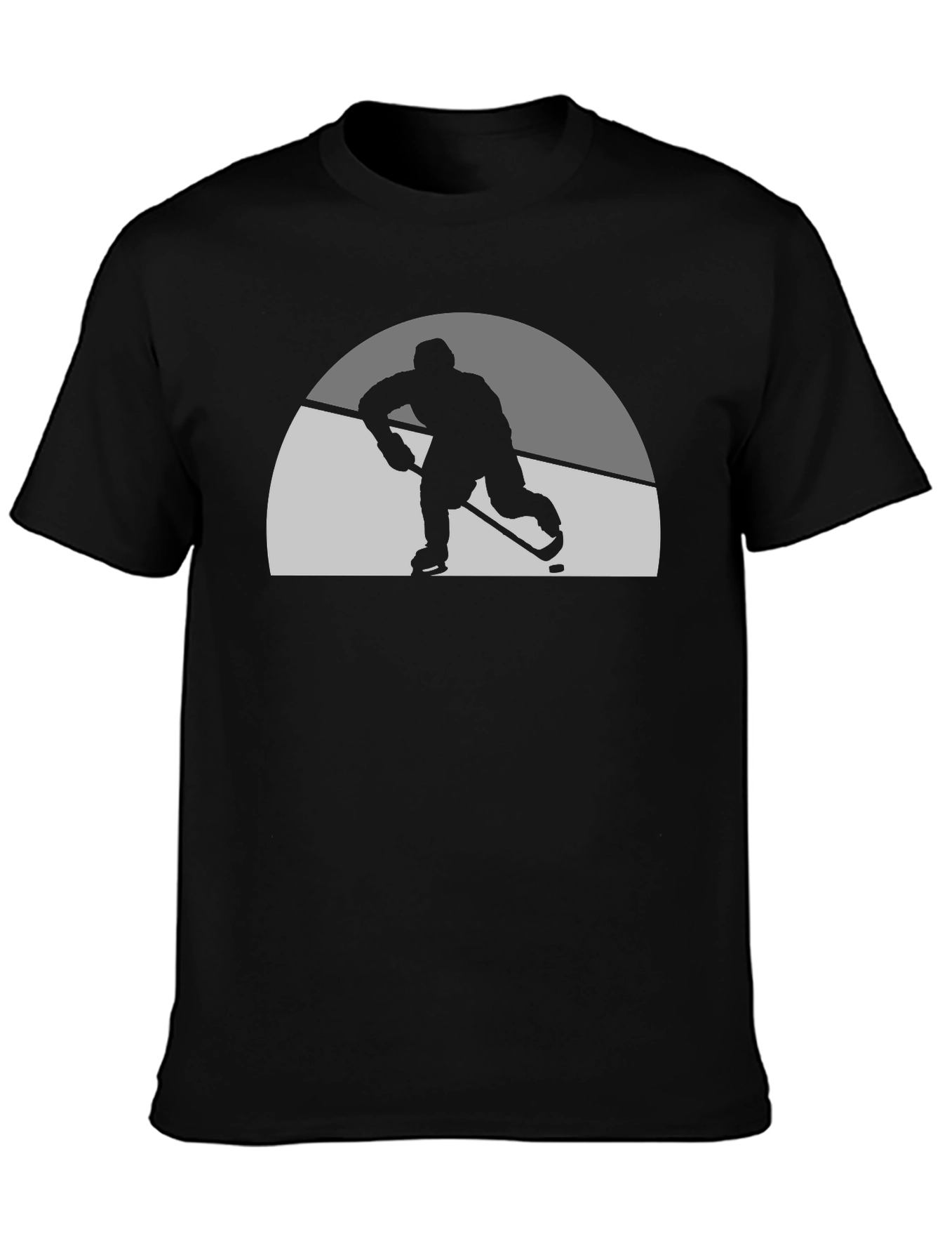 Hockey Player Silhouette Graphic Tee - Black