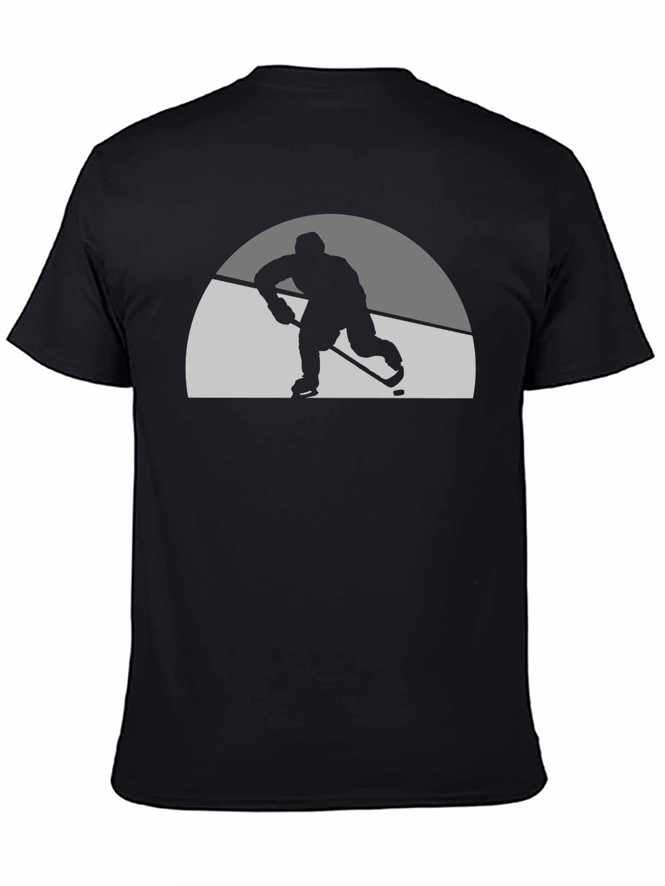 Hockey Player Silhouette Graphic Tee - Black