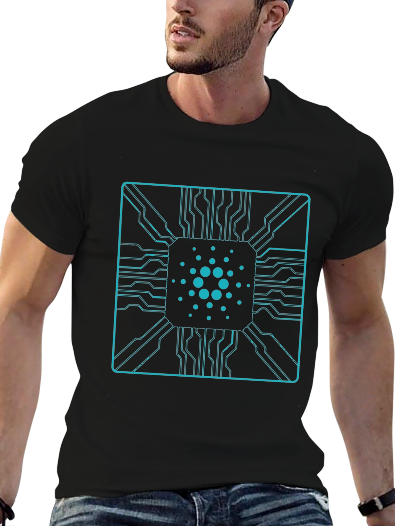 Cardano Circuit Board Graphic T-Shirt - Black Cotton