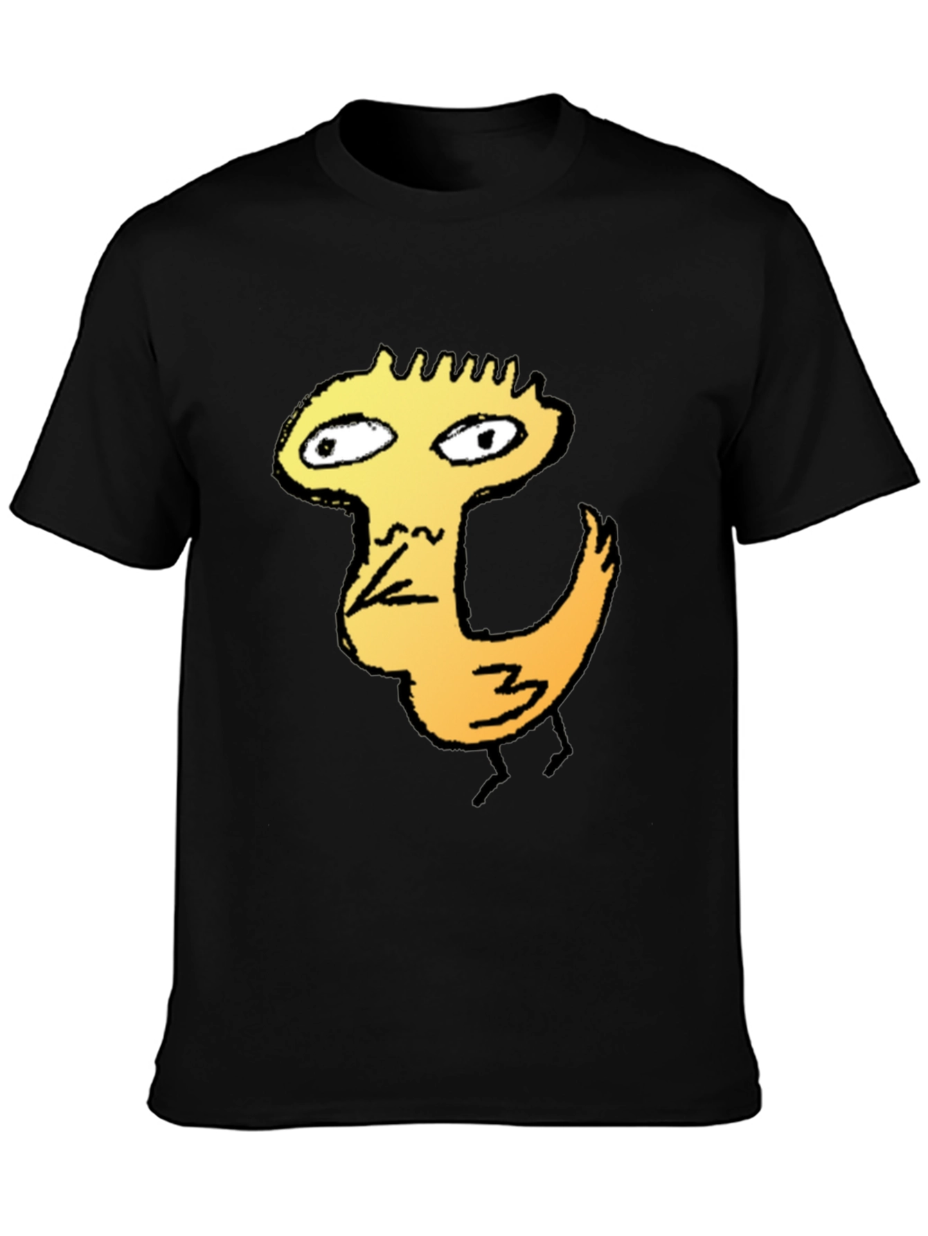 Cool Graphic Tee - Chicken Cartoon Black T-Shirt