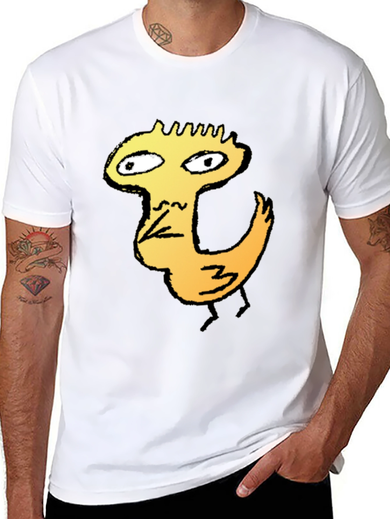 Cool Graphic Tee - Chicken Cartoon Black T-Shirt