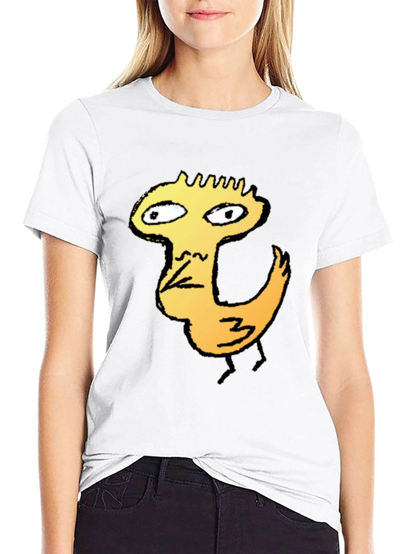 Cool Graphic Tee - Chicken Cartoon Black T-Shirt