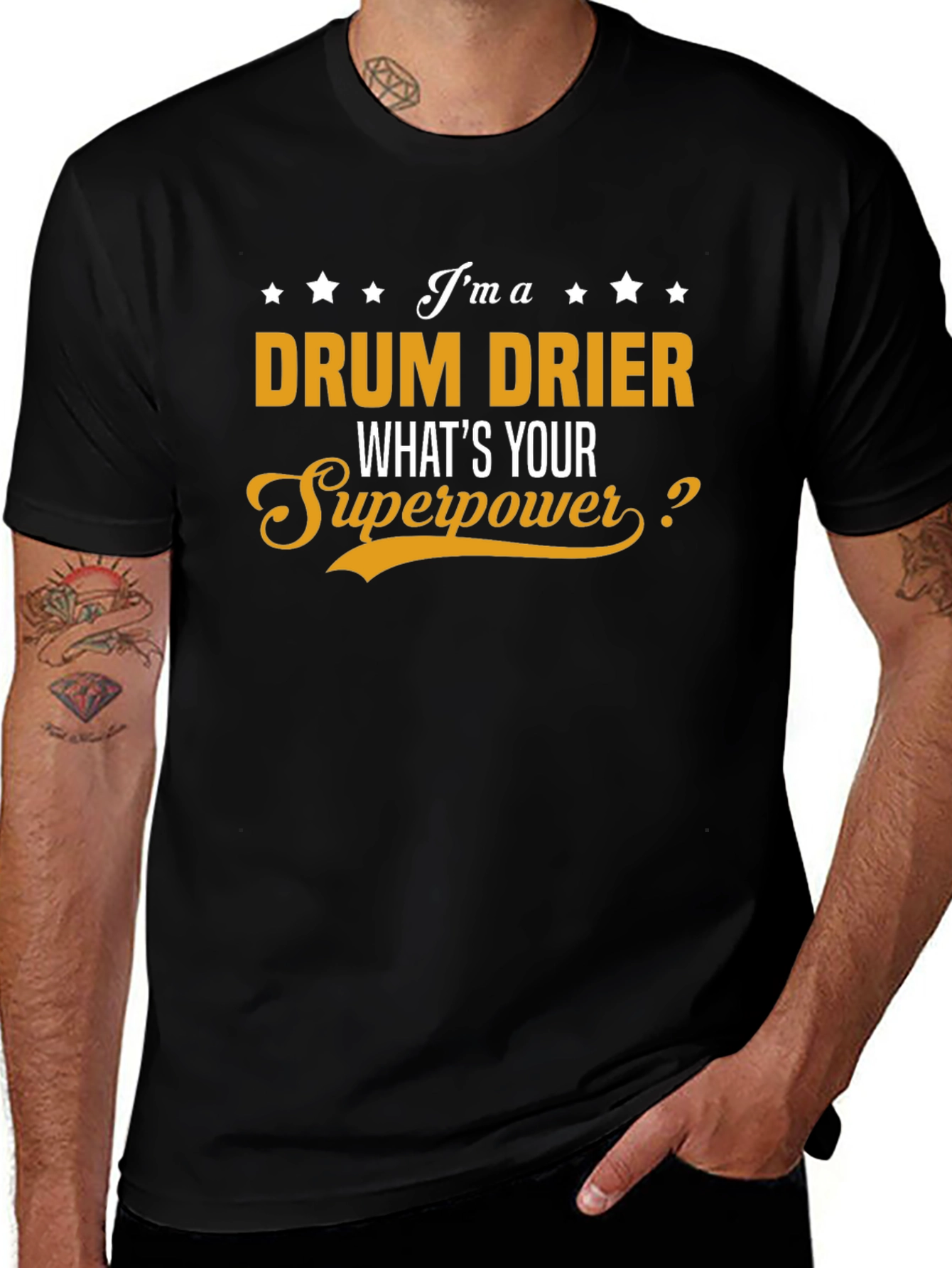 Drum Drier Superpower T-Shirt - Black Cotton Tee