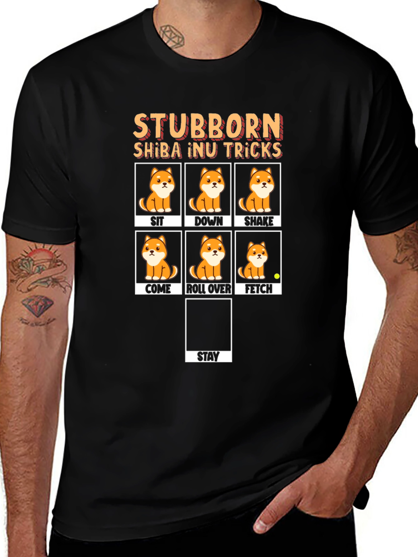 Stubborn Shiba Inu Tricks Black T-Shirt