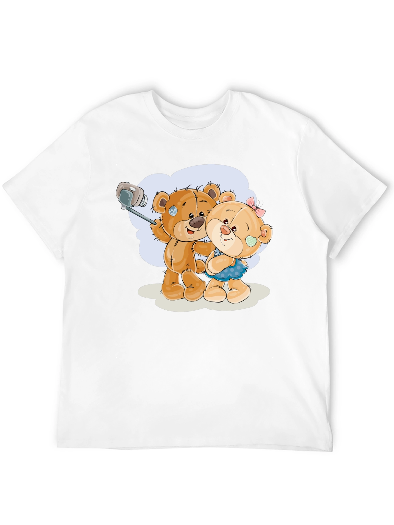 Cute Teddy Bear Selfie Black T-Shirt