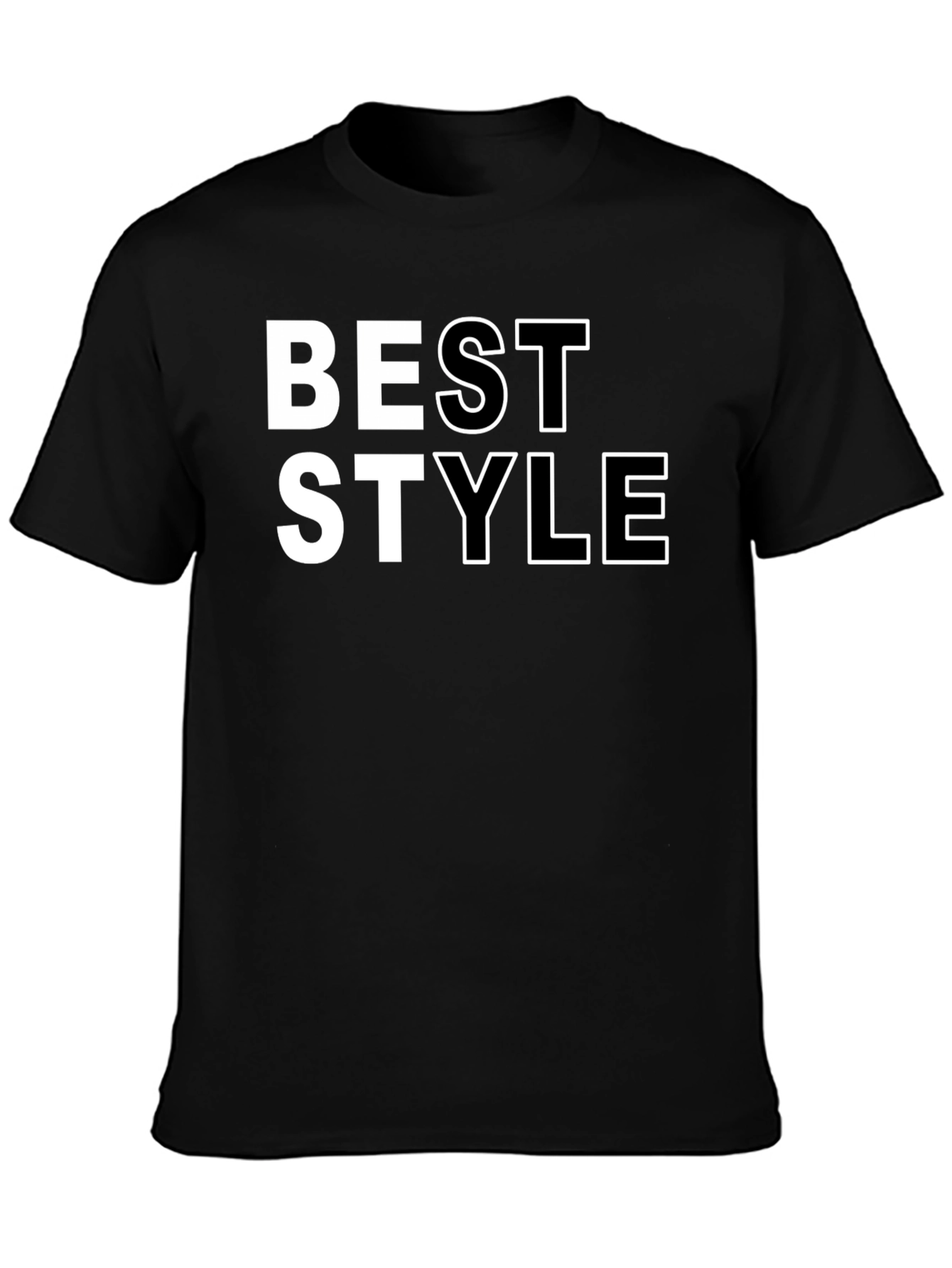 Best Style Graphic T-Shirt - Black Crew Neck