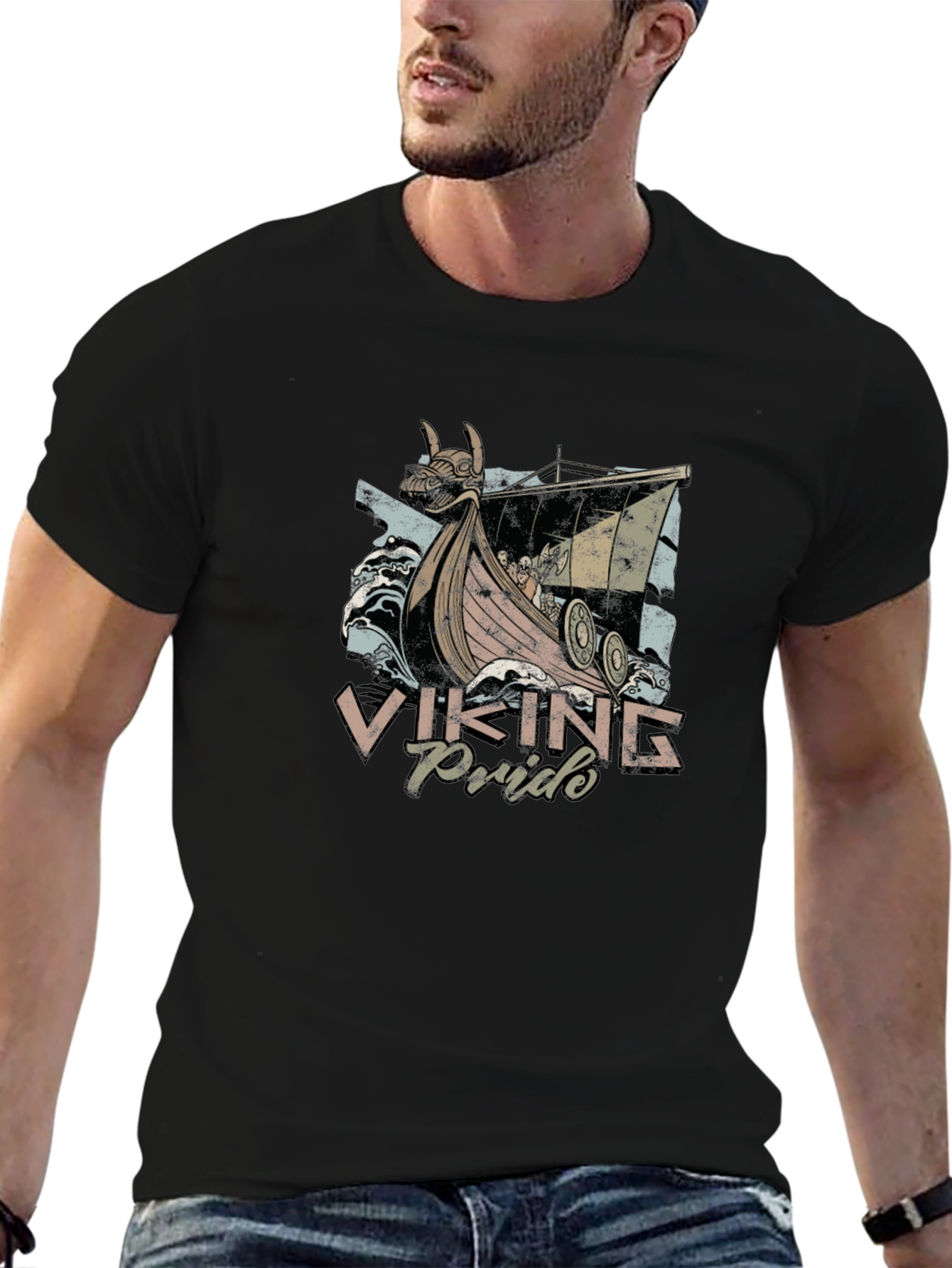 Viking Pride Graphic Tee - Black Cotton T-Shirt