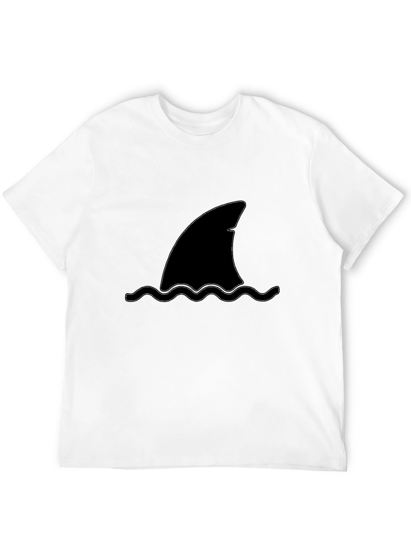 Shark Fin Graphic Tee - Black Cotton T-Shirt