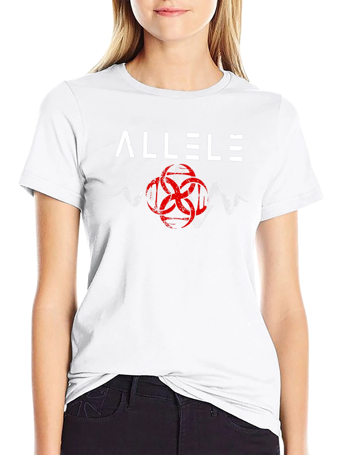 Allele Graphic Tee - Red Biohazard Symbol - Black