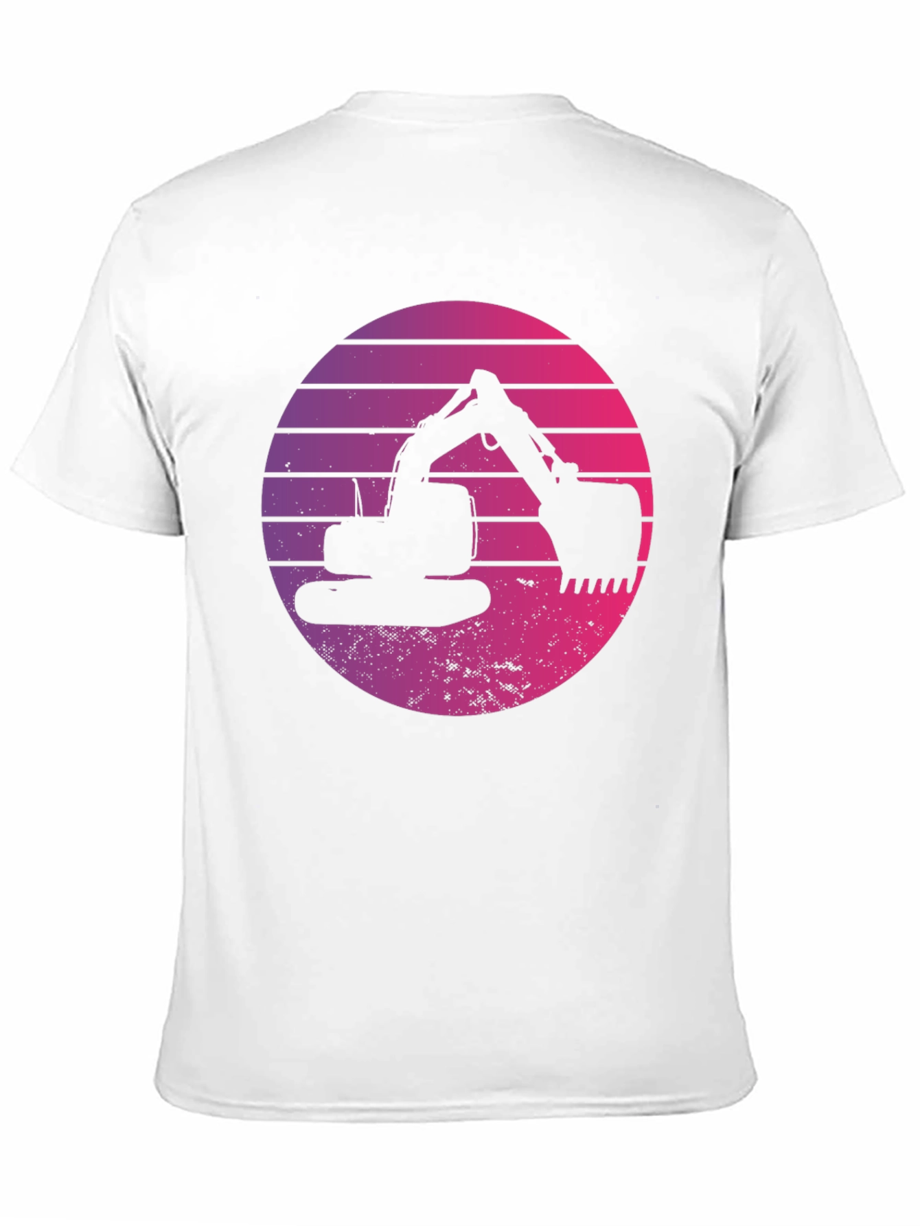 Retro Excavator Sunset Black T-Shirt