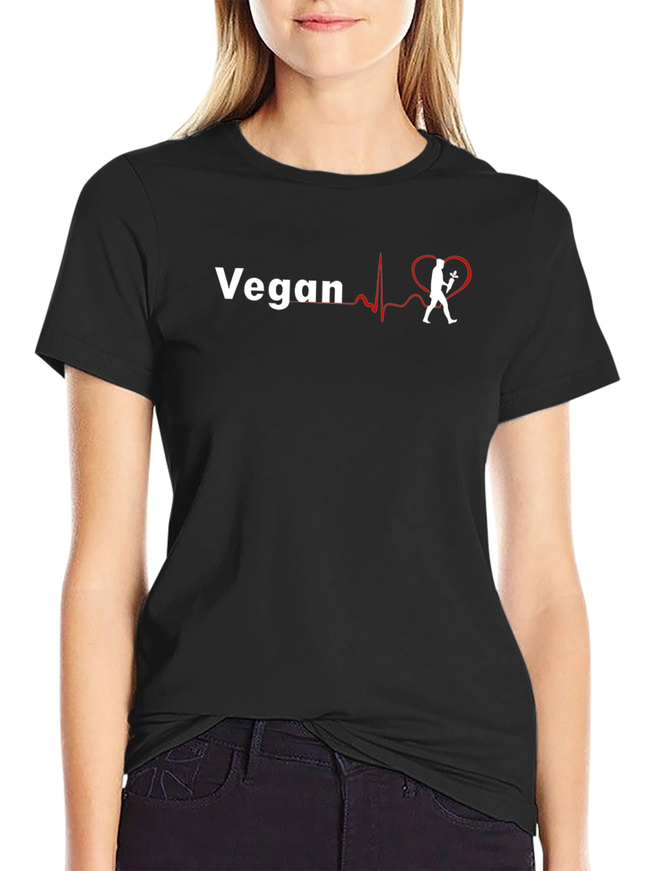 Vegan Heartbeat Graphic Tee - Unisex Black T-Shirt