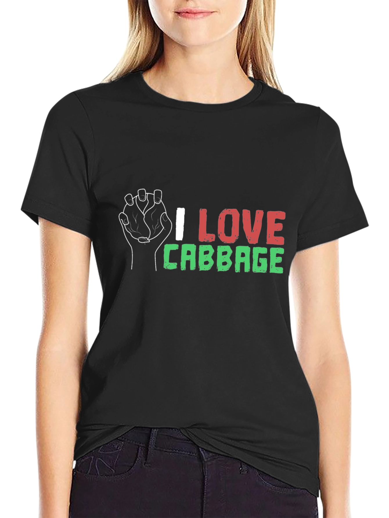 I Love Cabbage Graphic Tee - Black