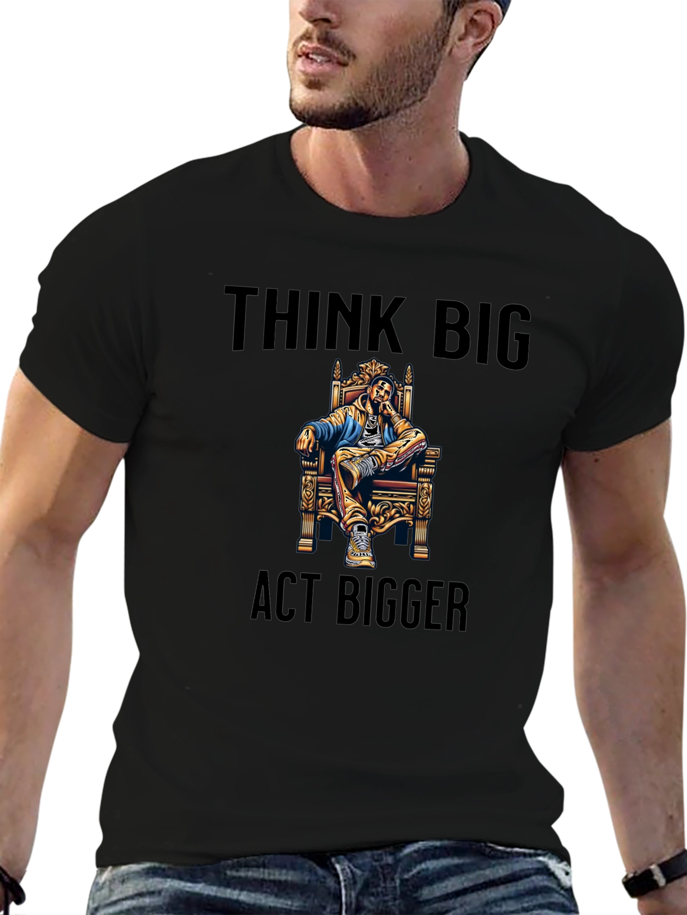 Think Big Act Bigger Black Graphic Tee