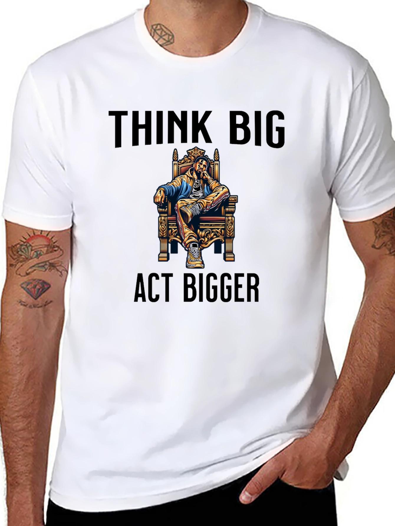 Think Big Act Bigger Black Graphic Tee