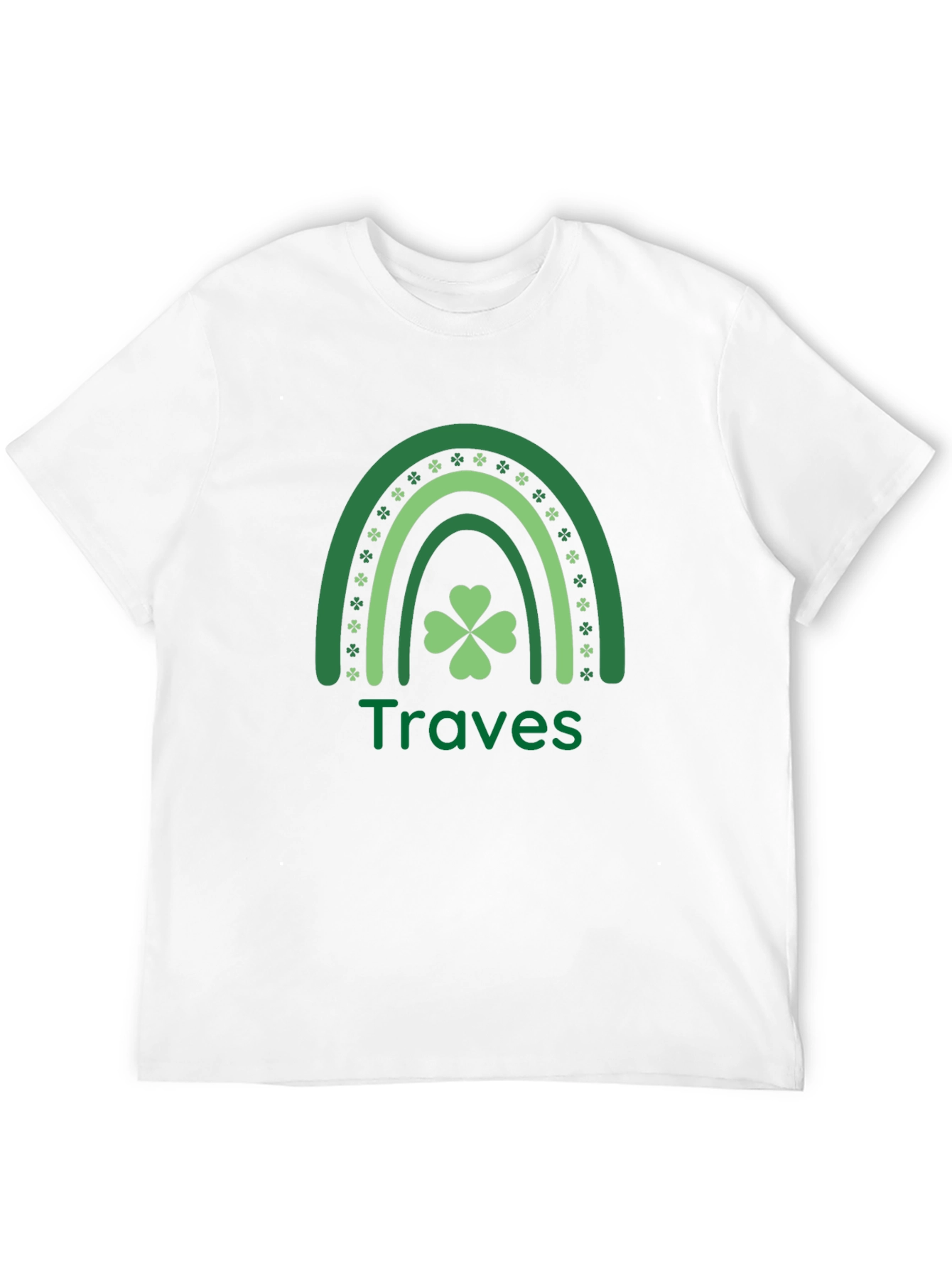 Traves St. Patricks Day Rainbow Clover T-Shirt