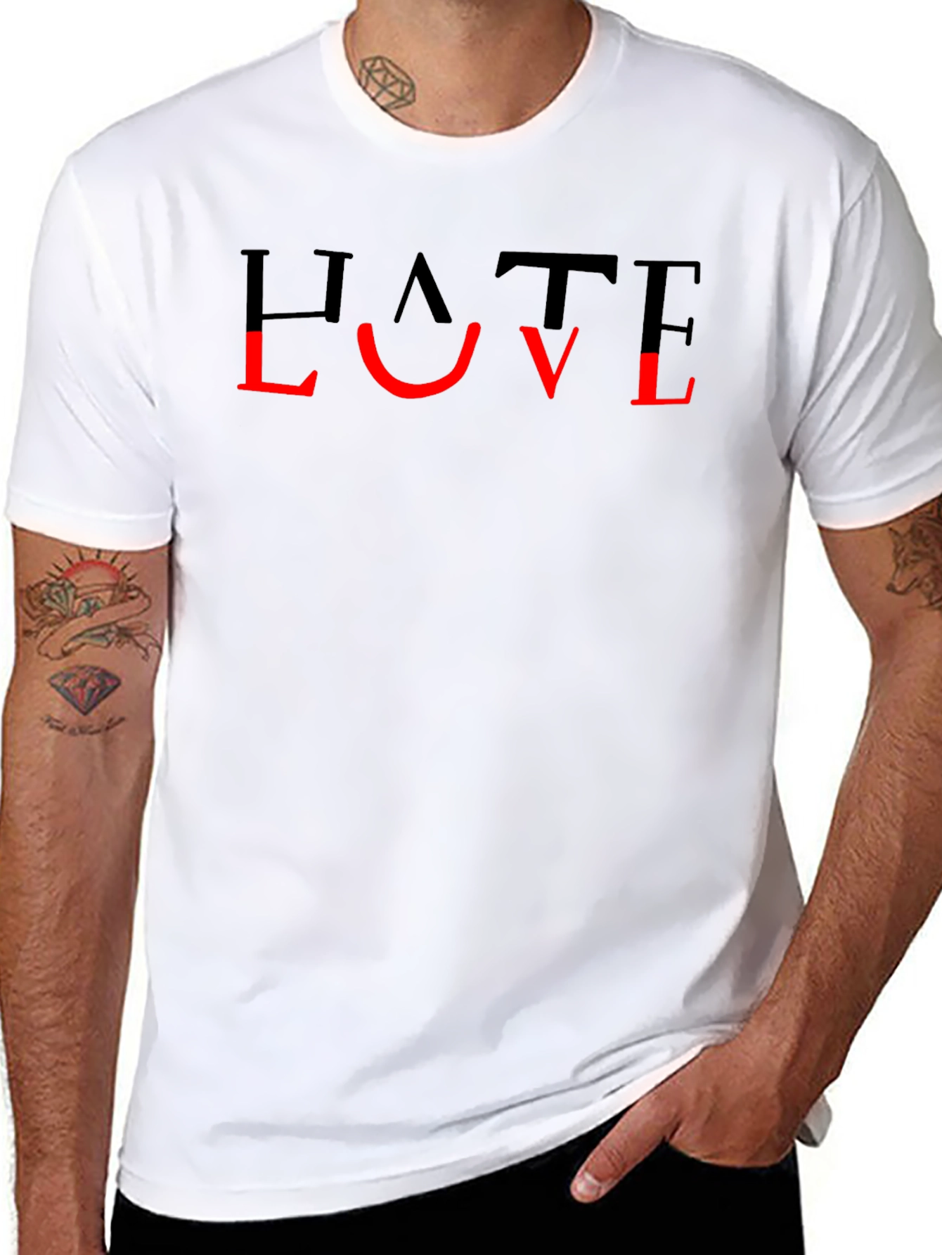 Hate Love Graphic T-Shirt - Unisex Black Tee