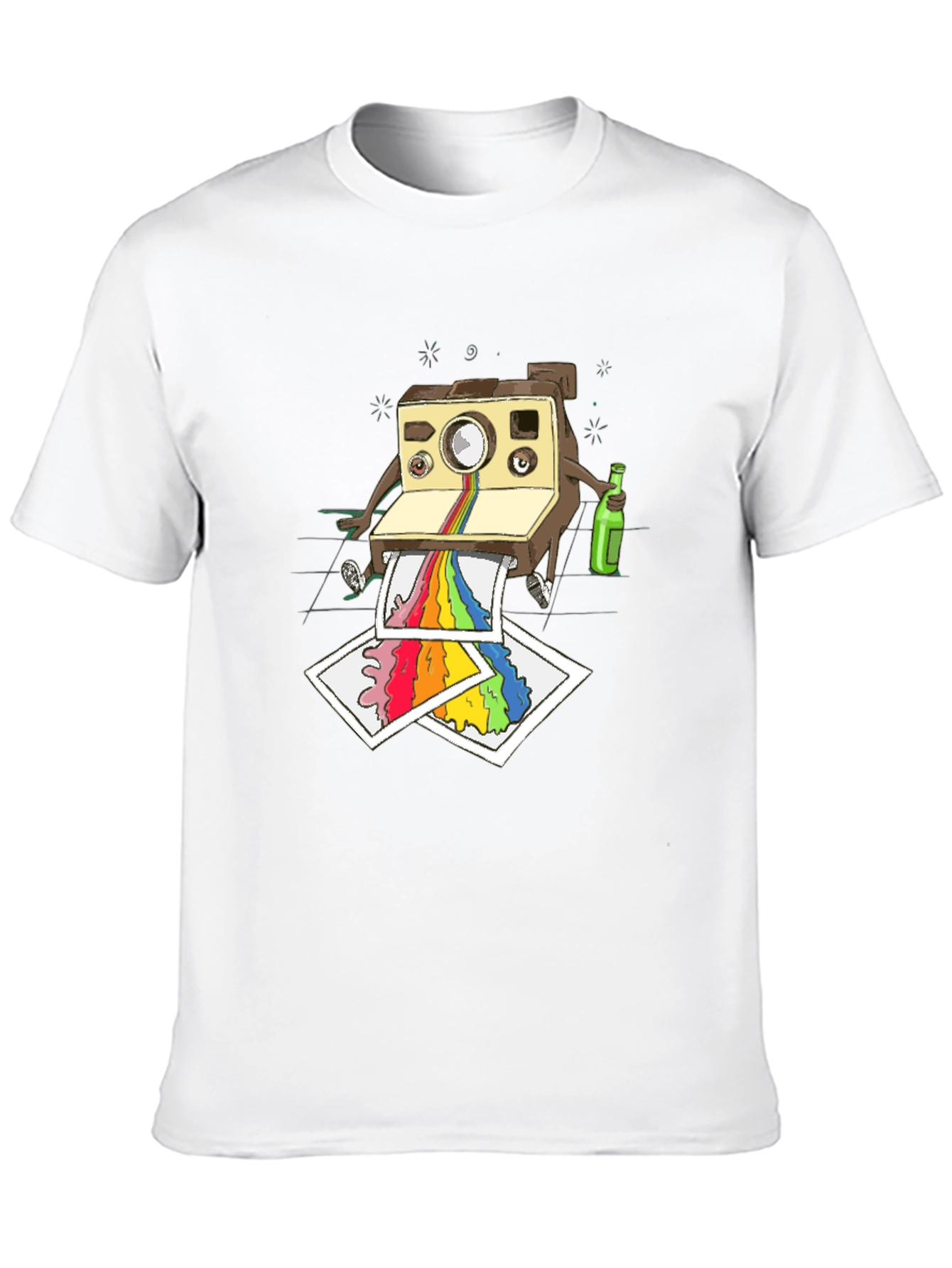 Retro Camera Rainbow T-Shirt - Artsy Mens Black Tee