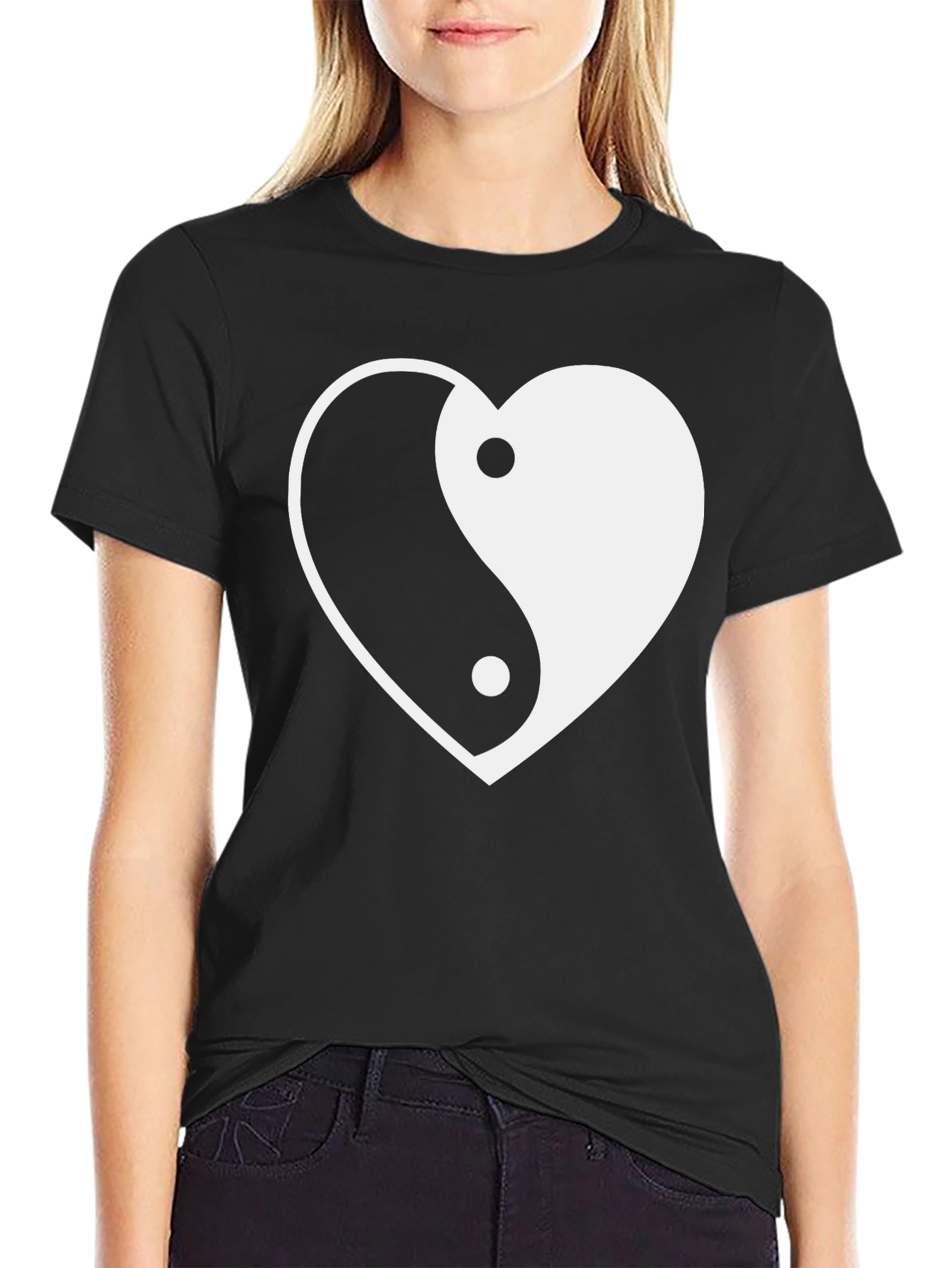 Yin Yang Heart Graphic Tee - Stylish Comfort
