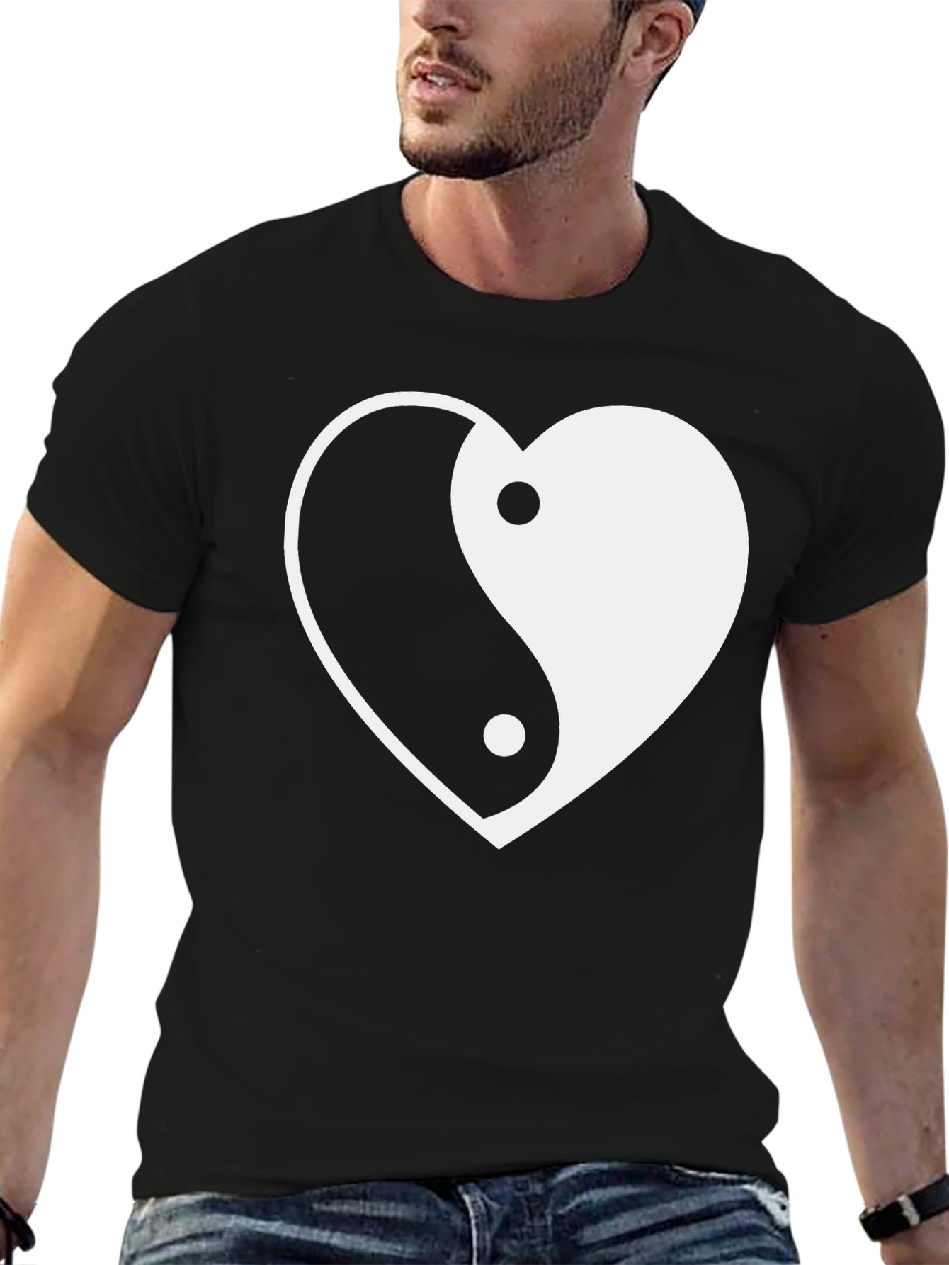 Yin Yang Heart Graphic Tee - Stylish Comfort