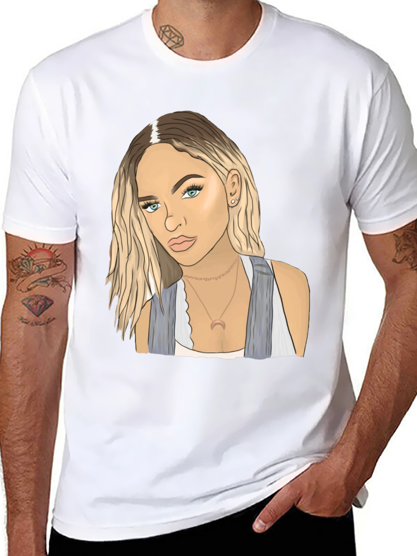 Black Tee with Blonde Woman Graphic