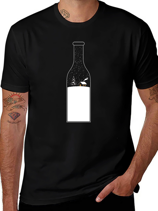 Winter Scene Wine Bottle Graphic Tee
