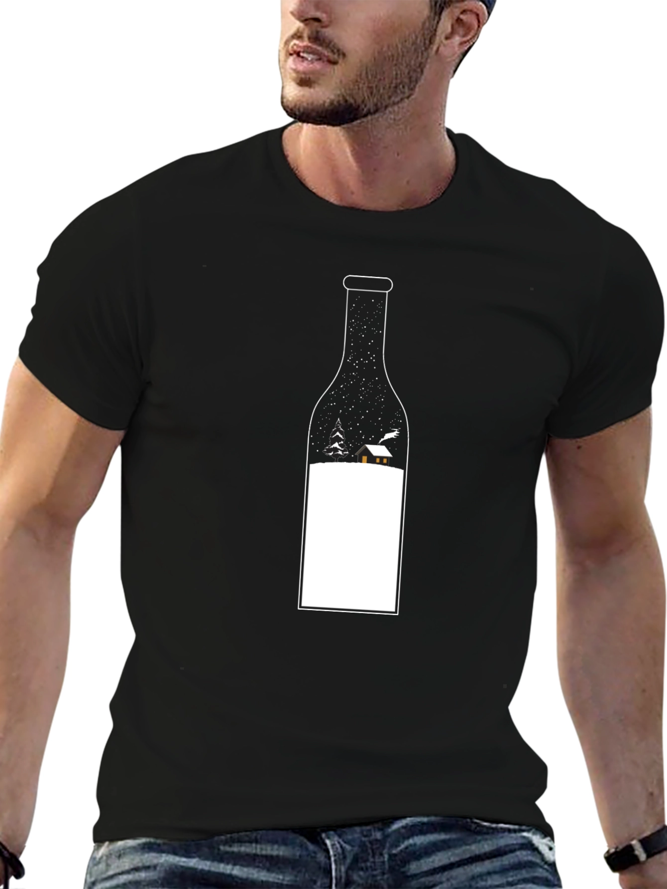 Winter Scene Wine Bottle Graphic Tee