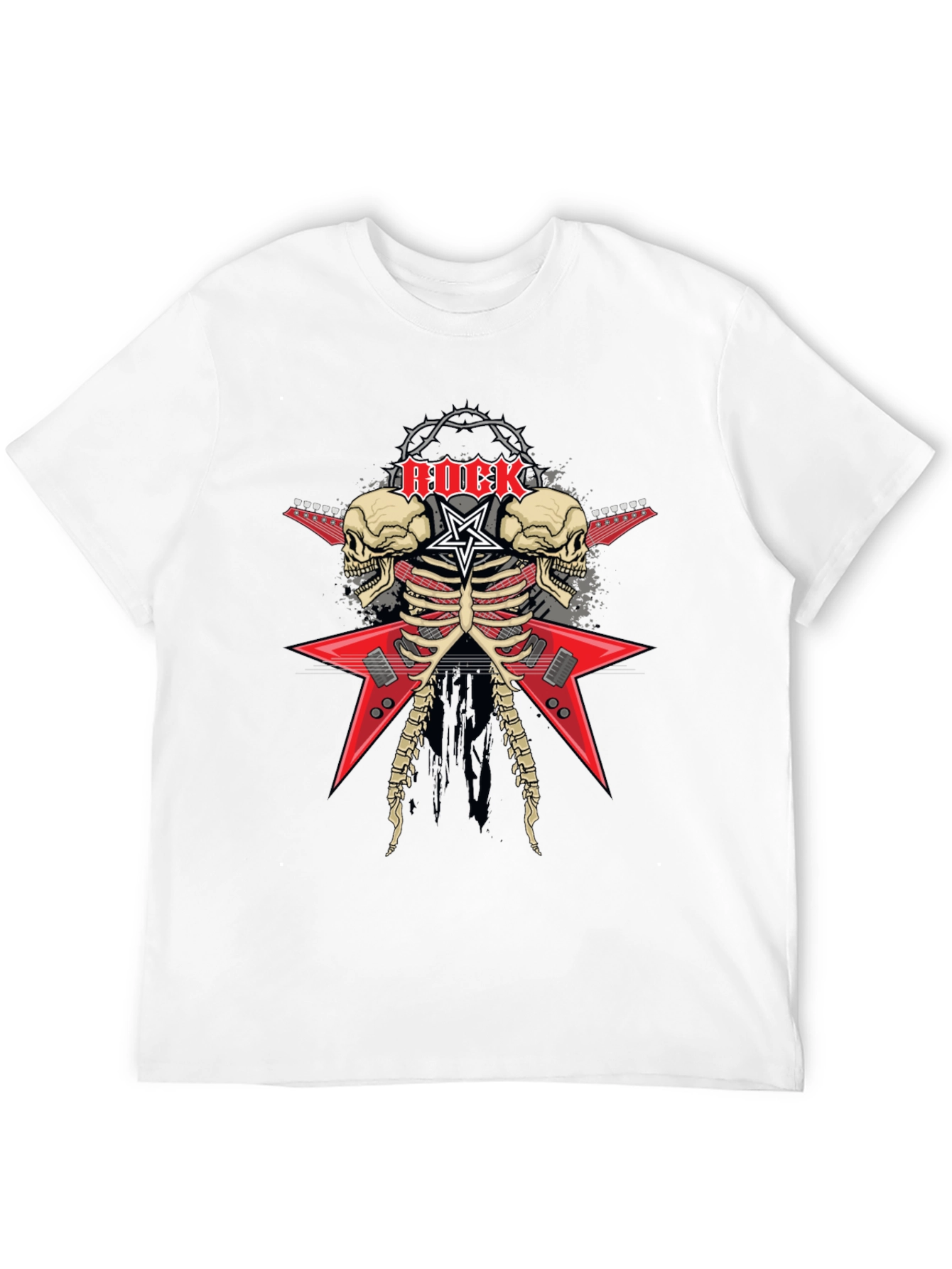 Rock Skeleton Guitar Graphic T-Shirt