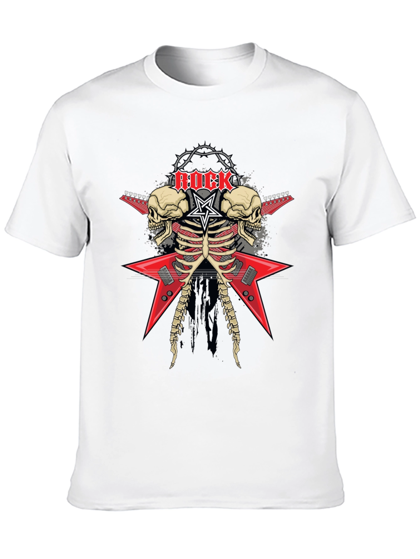 Rock Skeleton Guitar Graphic T-Shirt