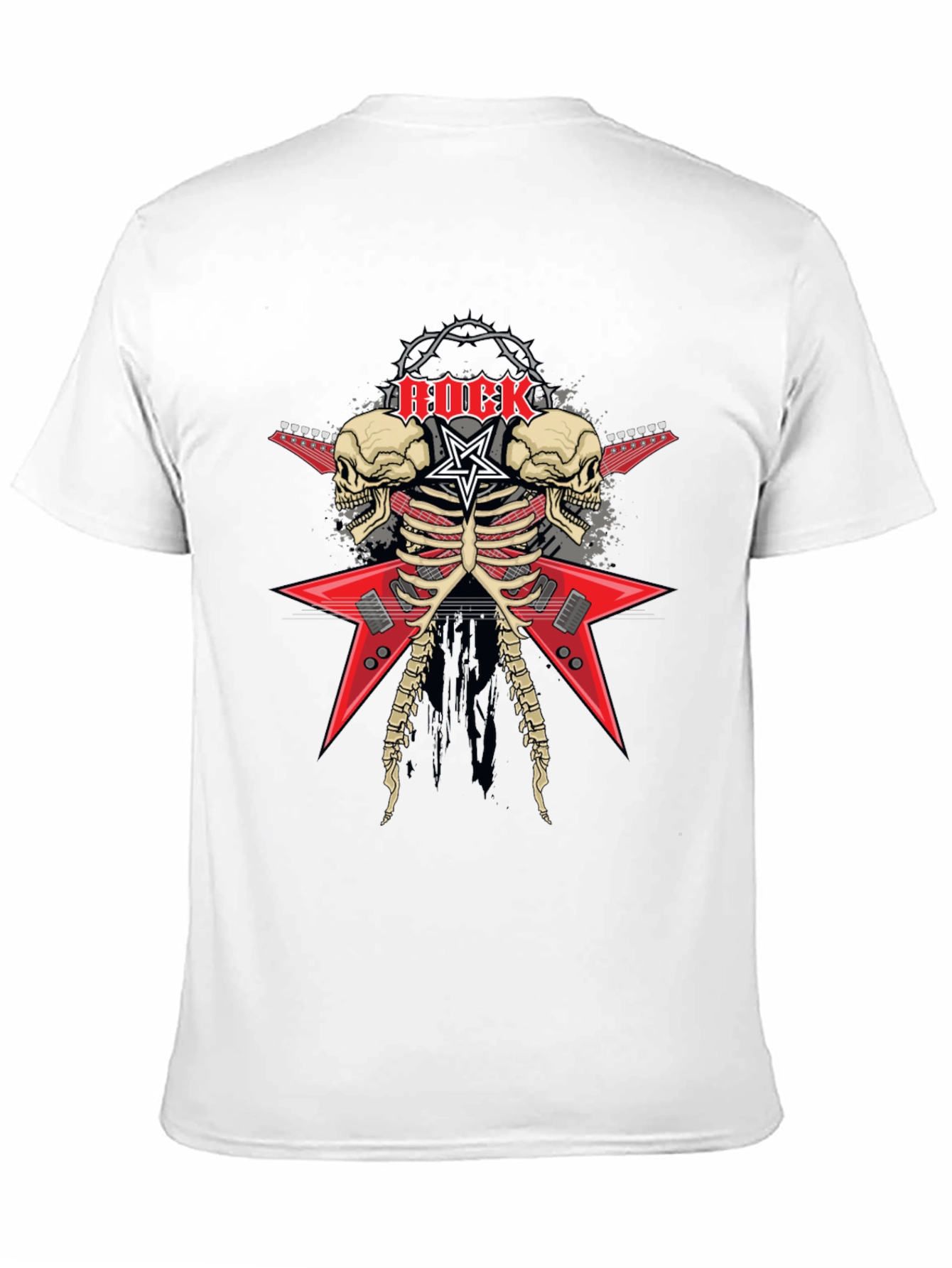 Rock Skeleton Guitar Graphic T-Shirt