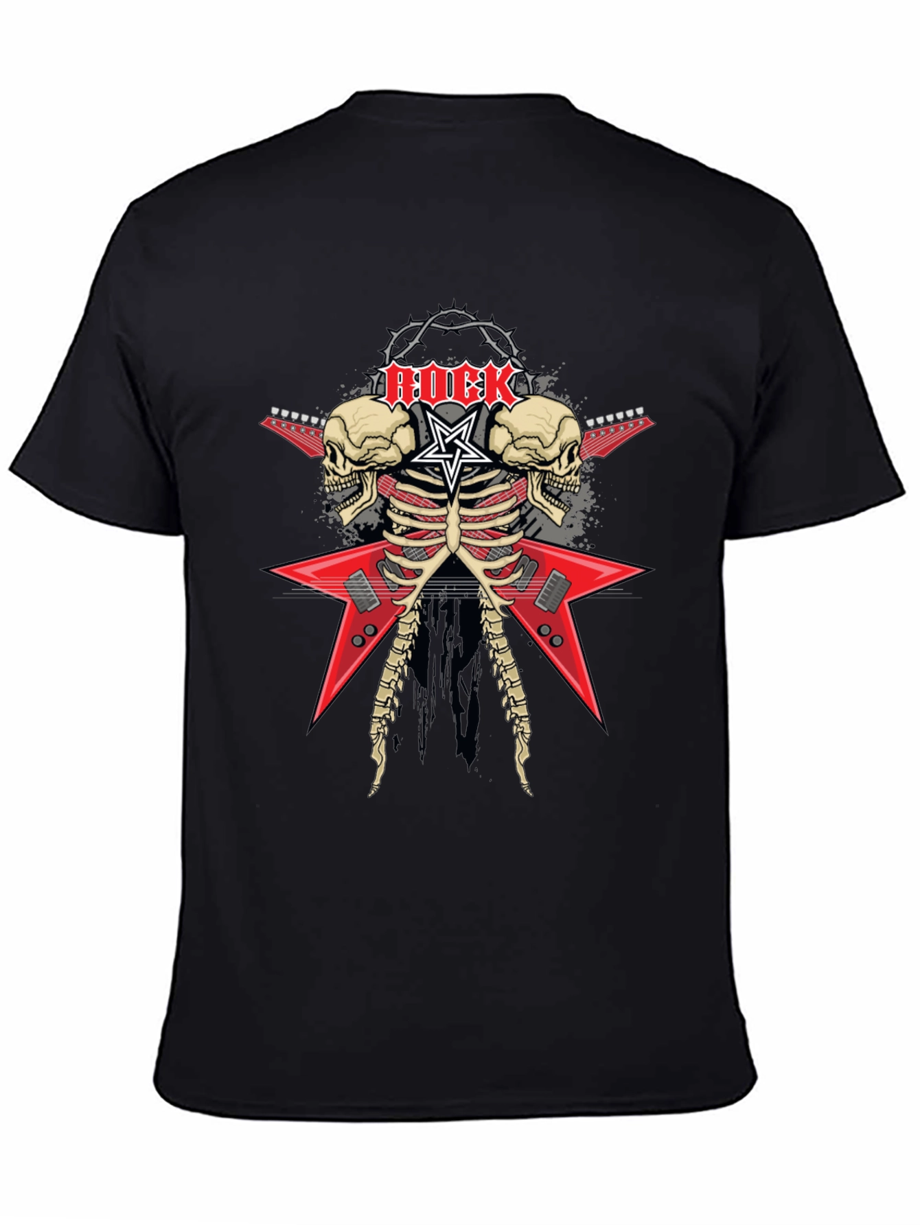 Rock Skeleton Guitar Graphic T-Shirt