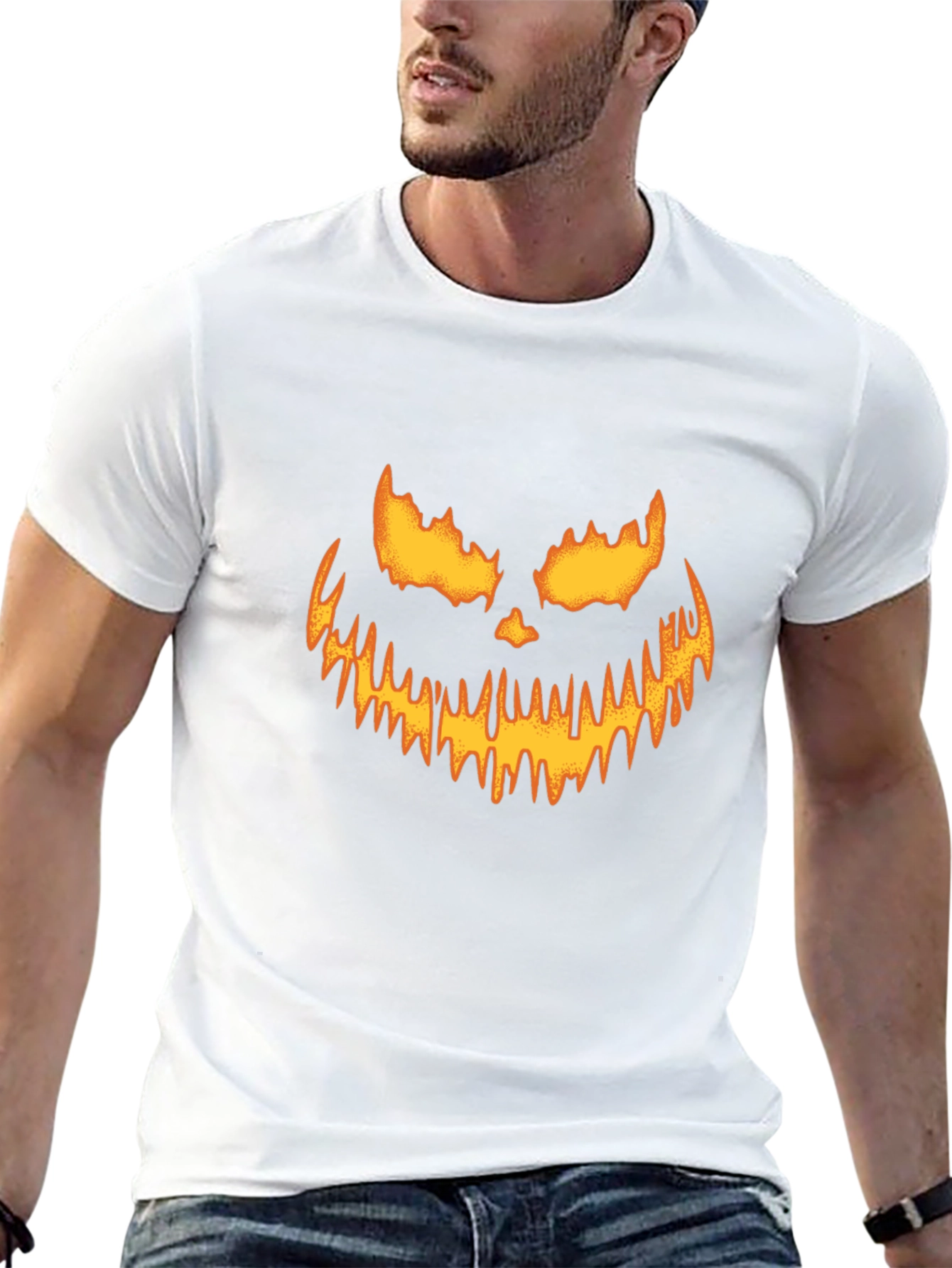 Halloween Pumpkin Face Black T-Shirt