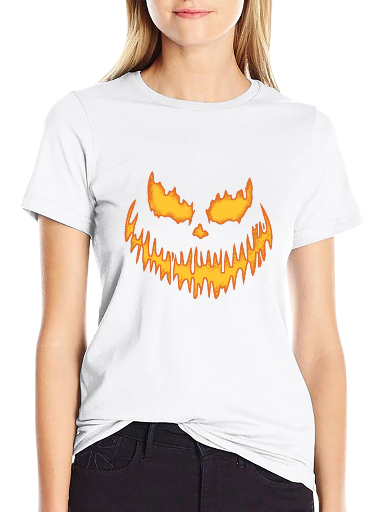 Halloween Pumpkin Face Black T-Shirt