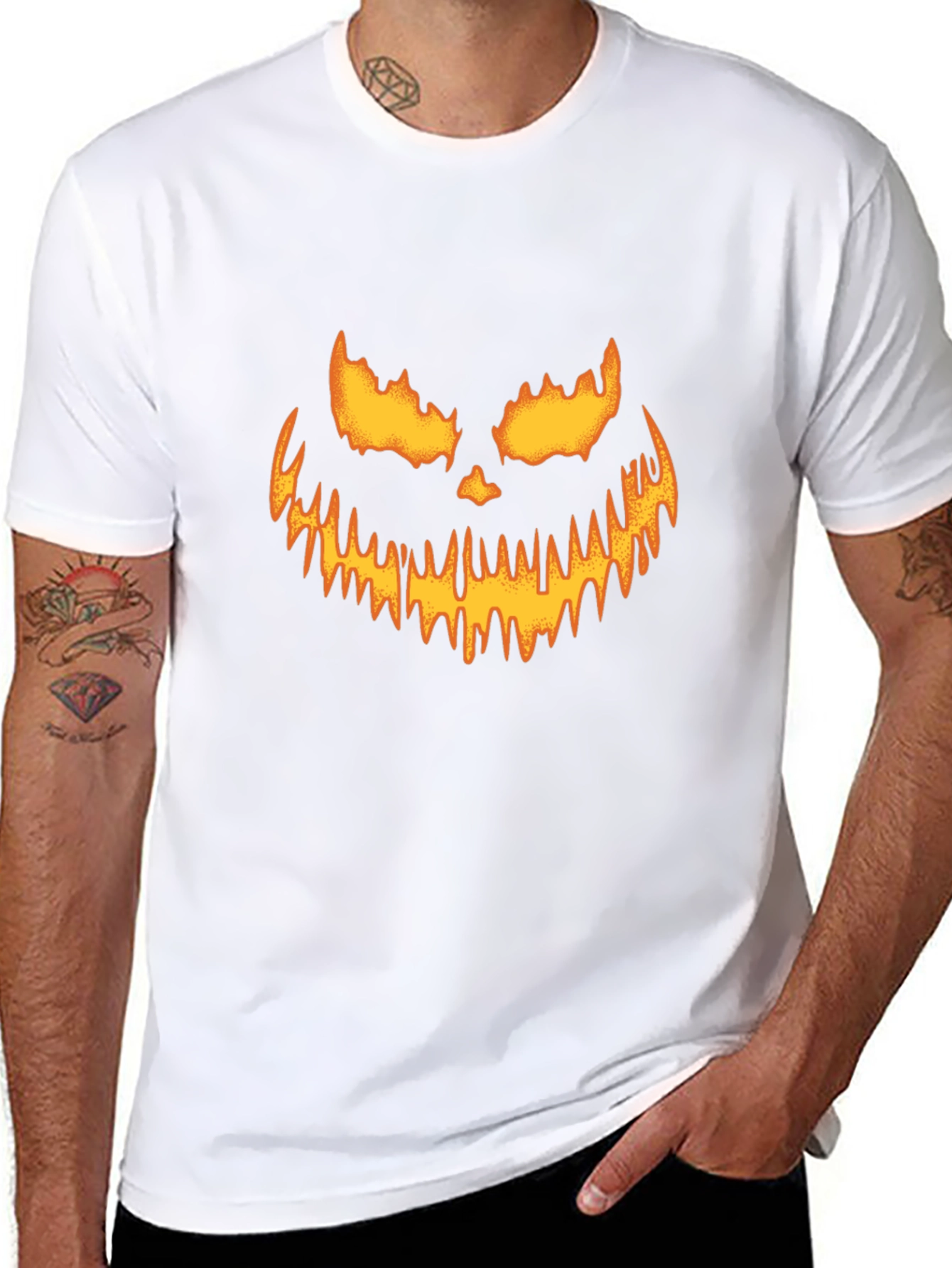 Halloween Pumpkin Face Black T-Shirt