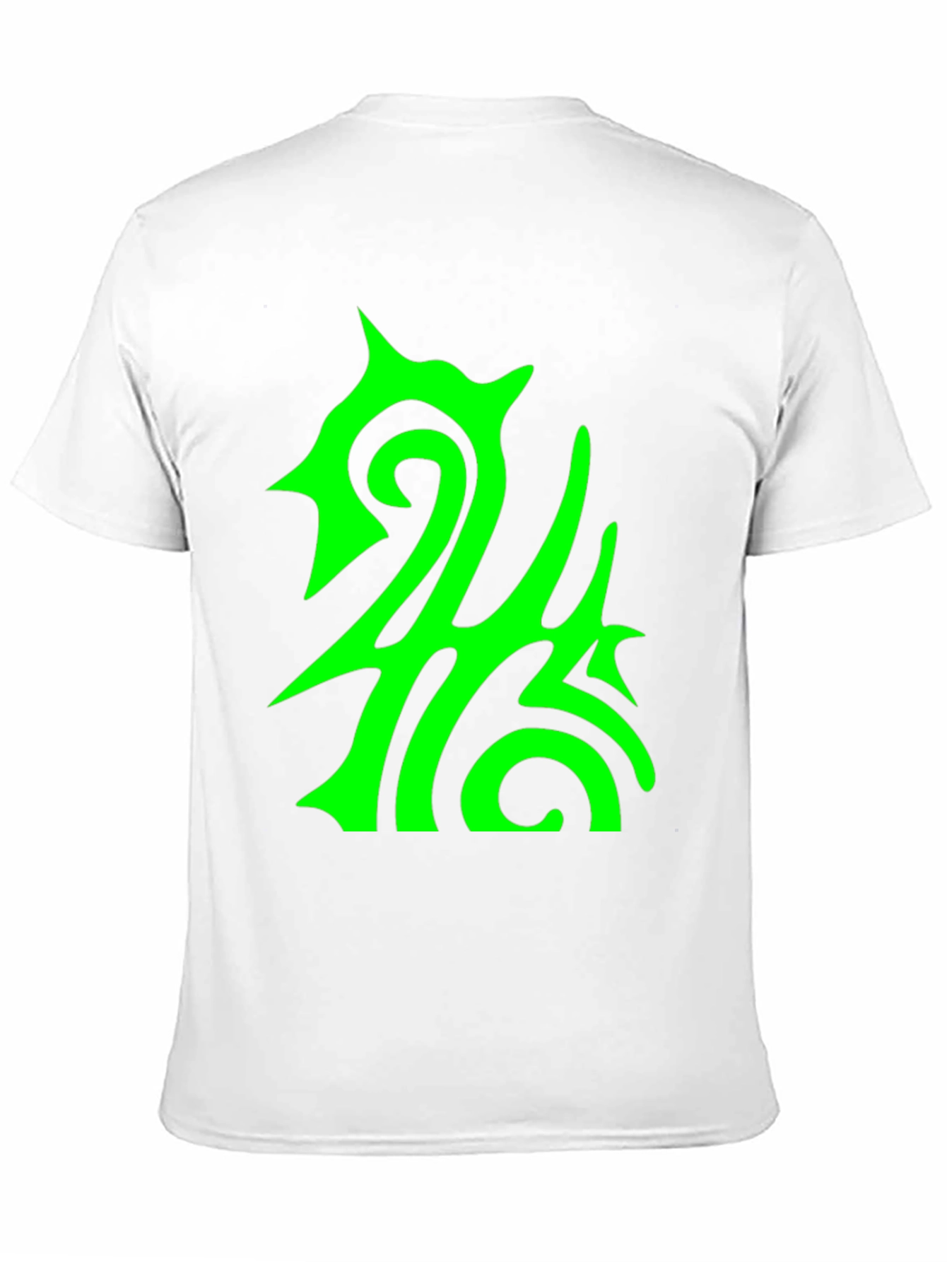Abstract Green Graphic Print Black Tee