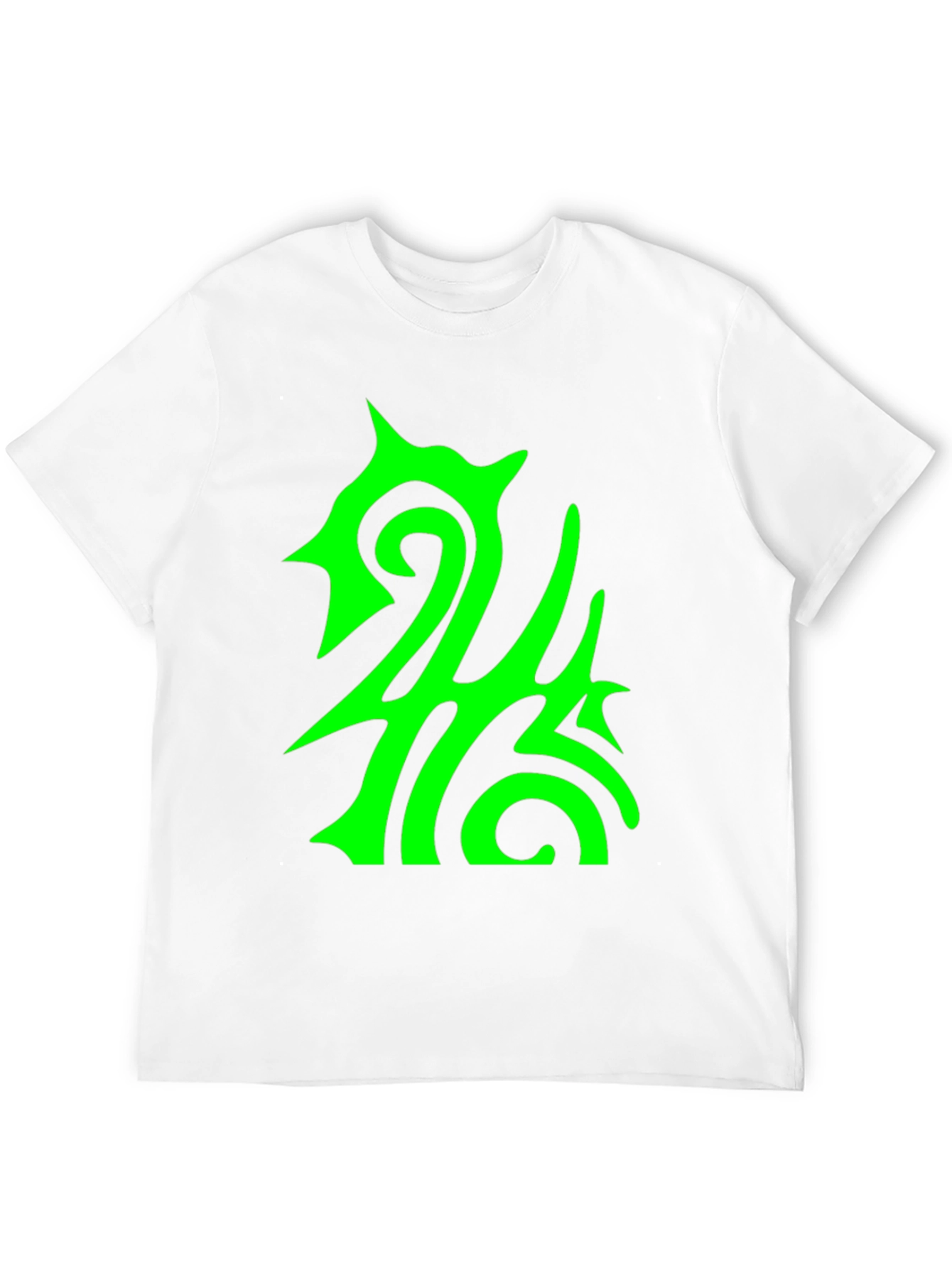 Abstract Green Graphic Print Black Tee