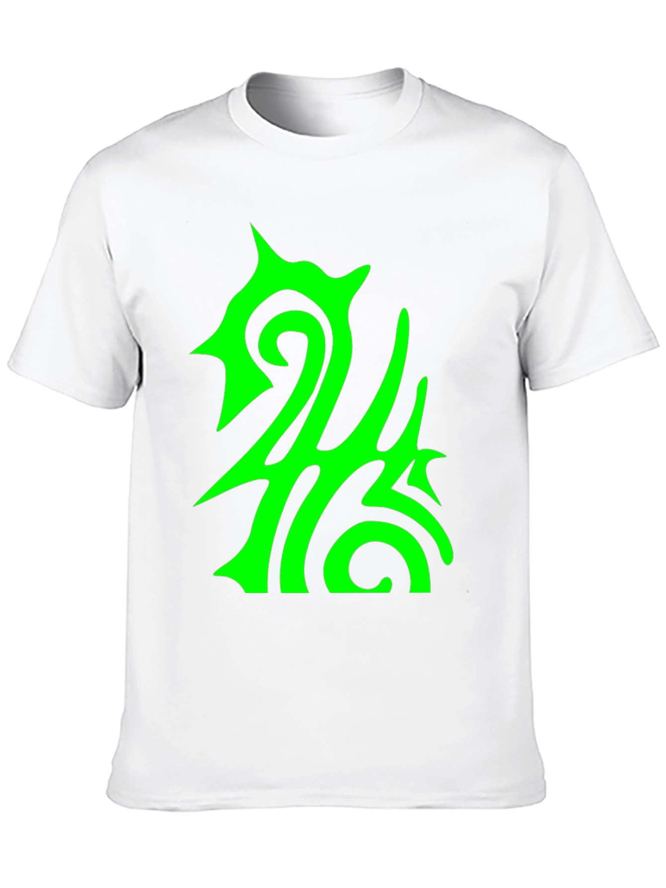 Abstract Green Graphic Print Black Tee