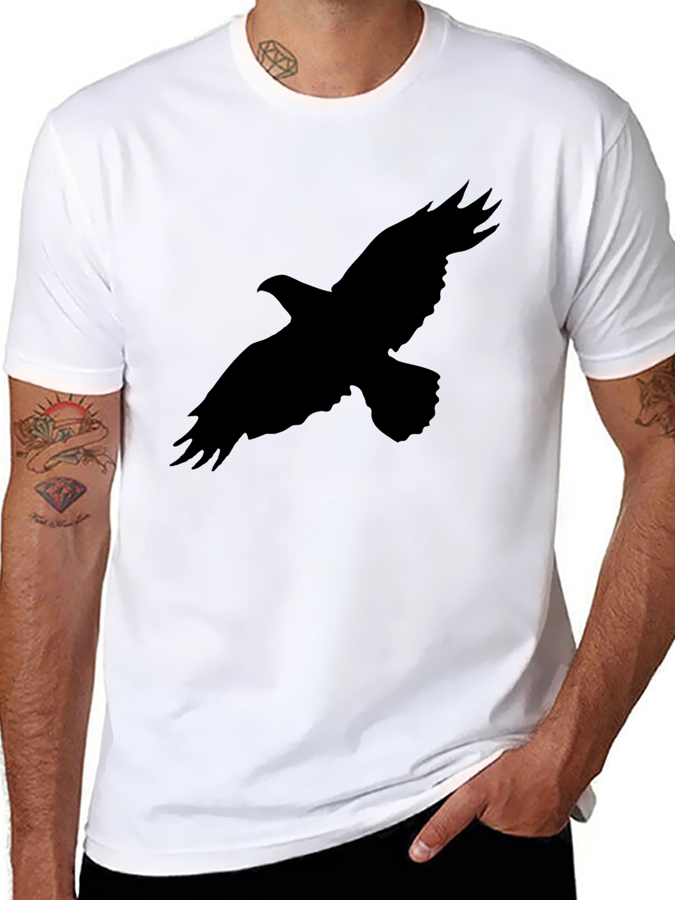 Mens Black Eagle Graphic Tee - Casual Style