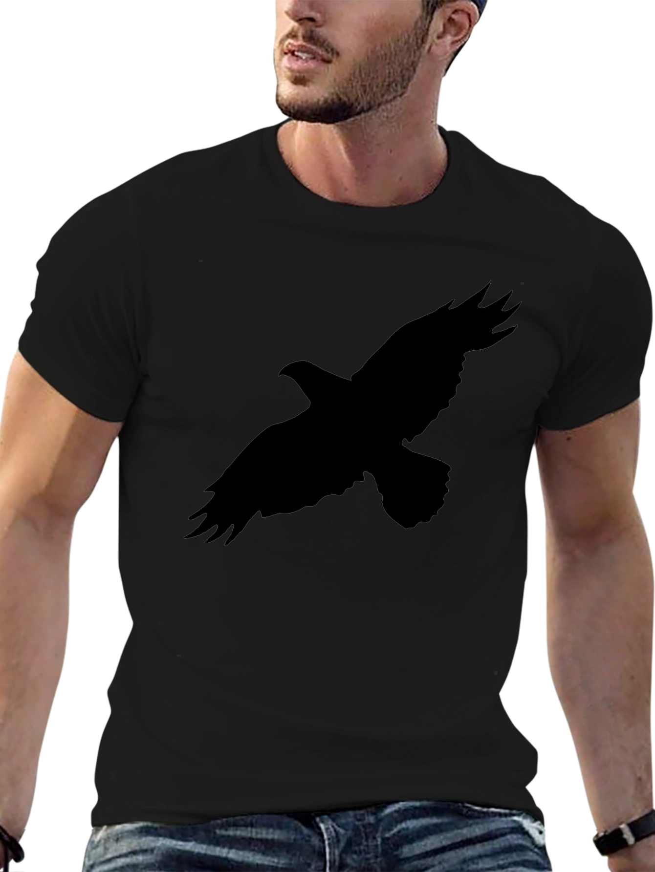 Mens Black Eagle Graphic Tee - Casual Style