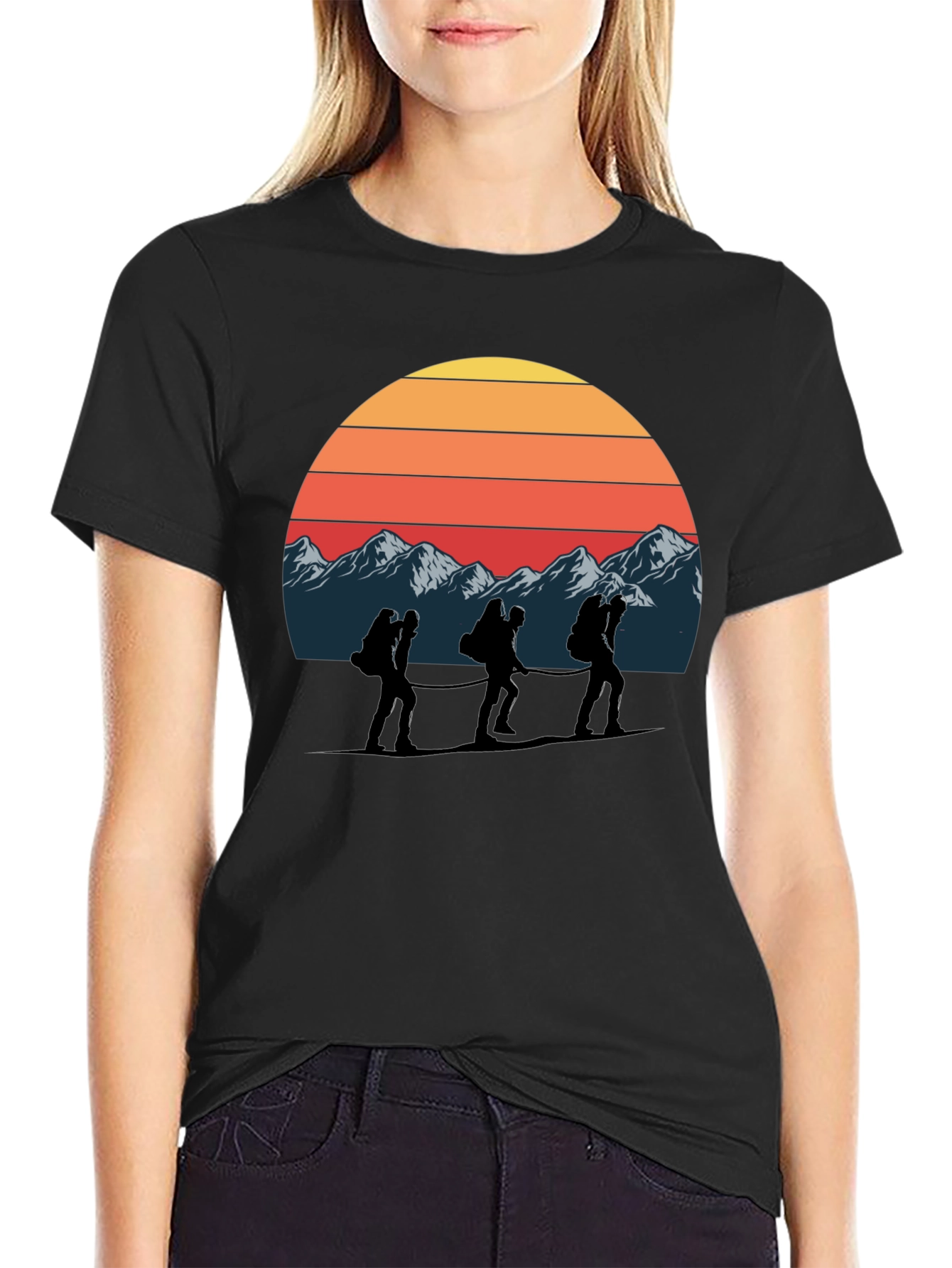 Hiking Adventure T-Shirt - Mountain Sunset Graphic Tee