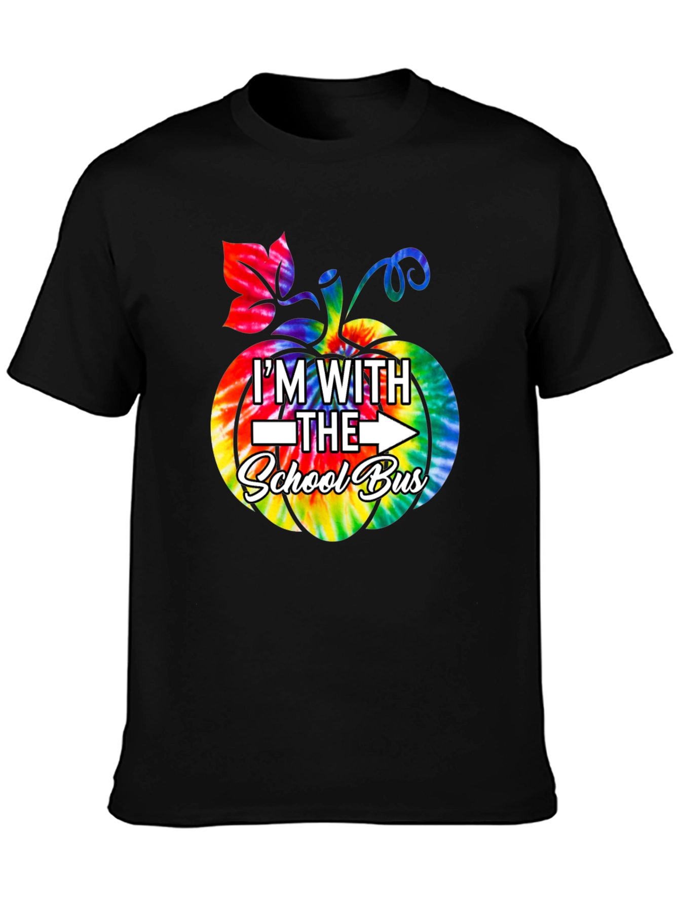 Im With The School Bus Tie Dye Pumpkin T-Shirt