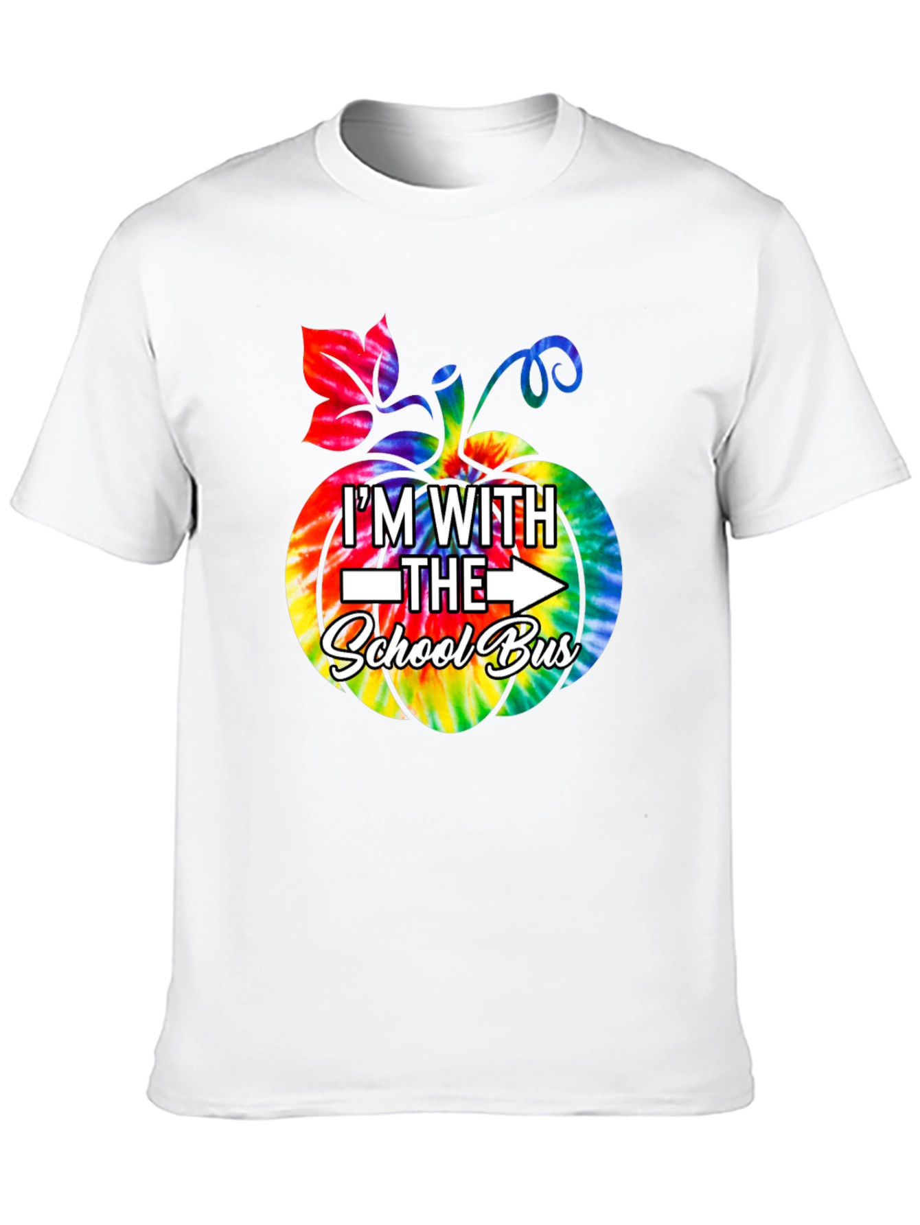 Im With The School Bus Tie Dye Pumpkin T-Shirt