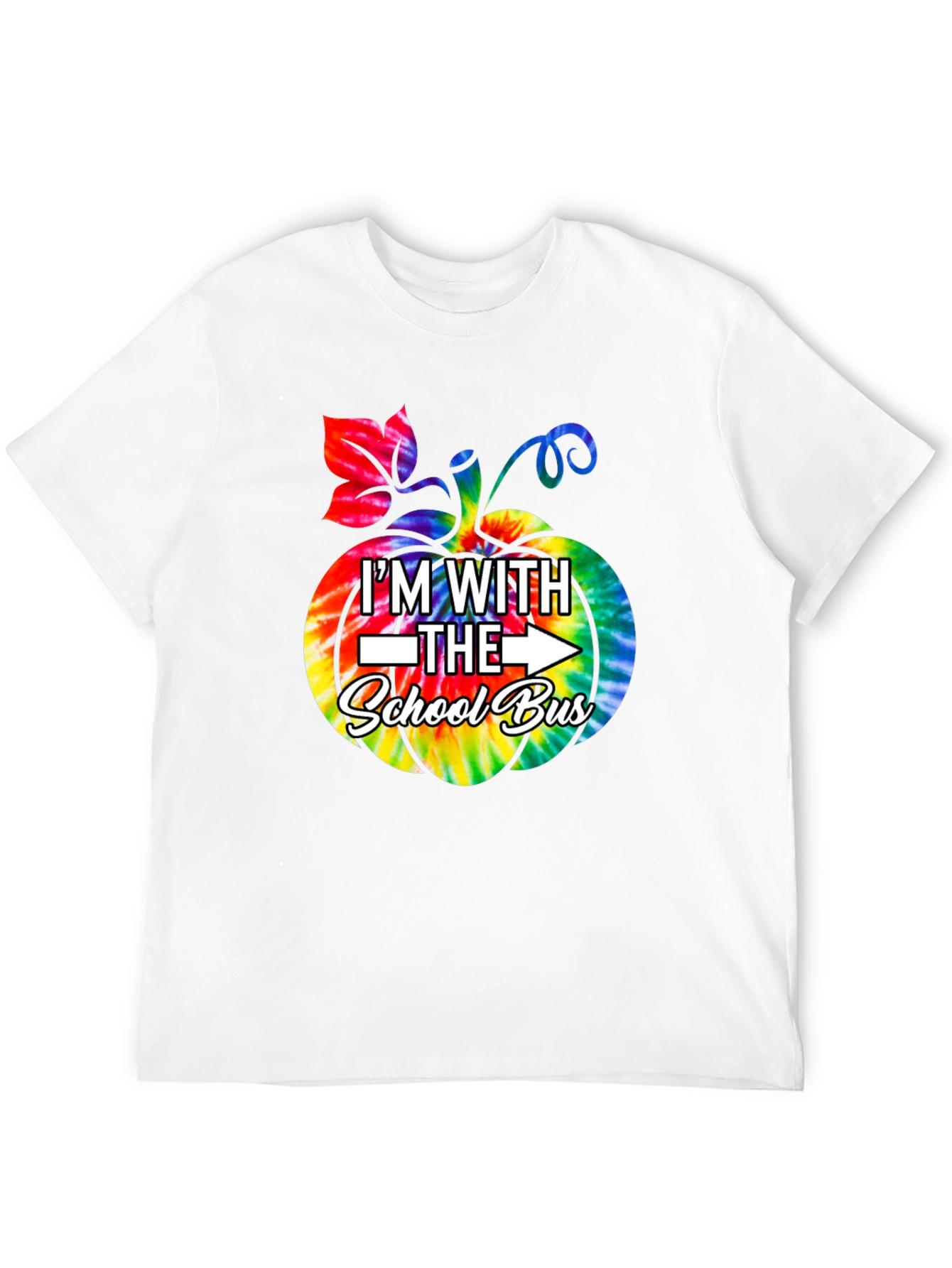 Im With The School Bus Tie Dye Pumpkin T-Shirt
