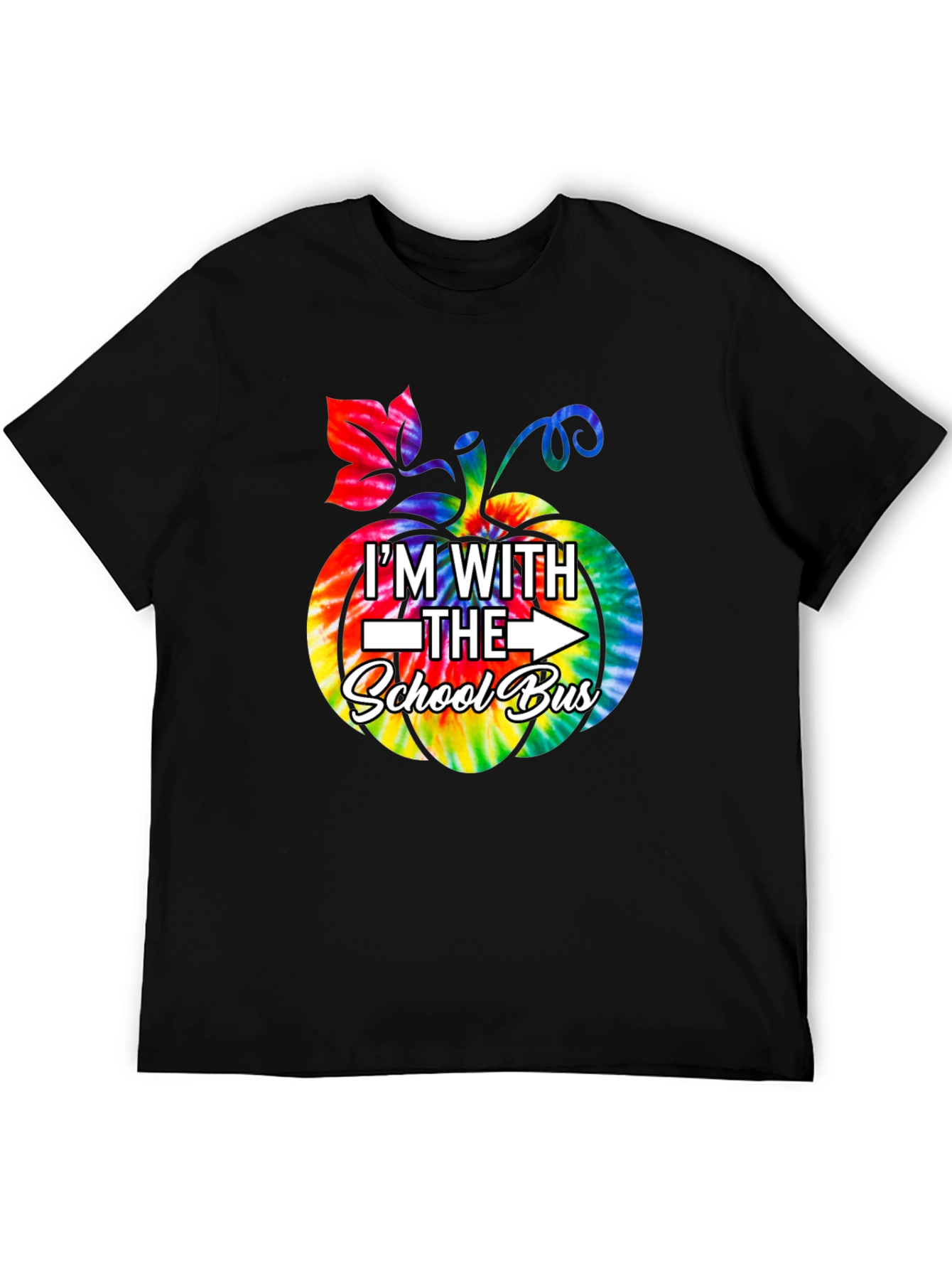 Im With The School Bus Tie Dye Pumpkin T-Shirt