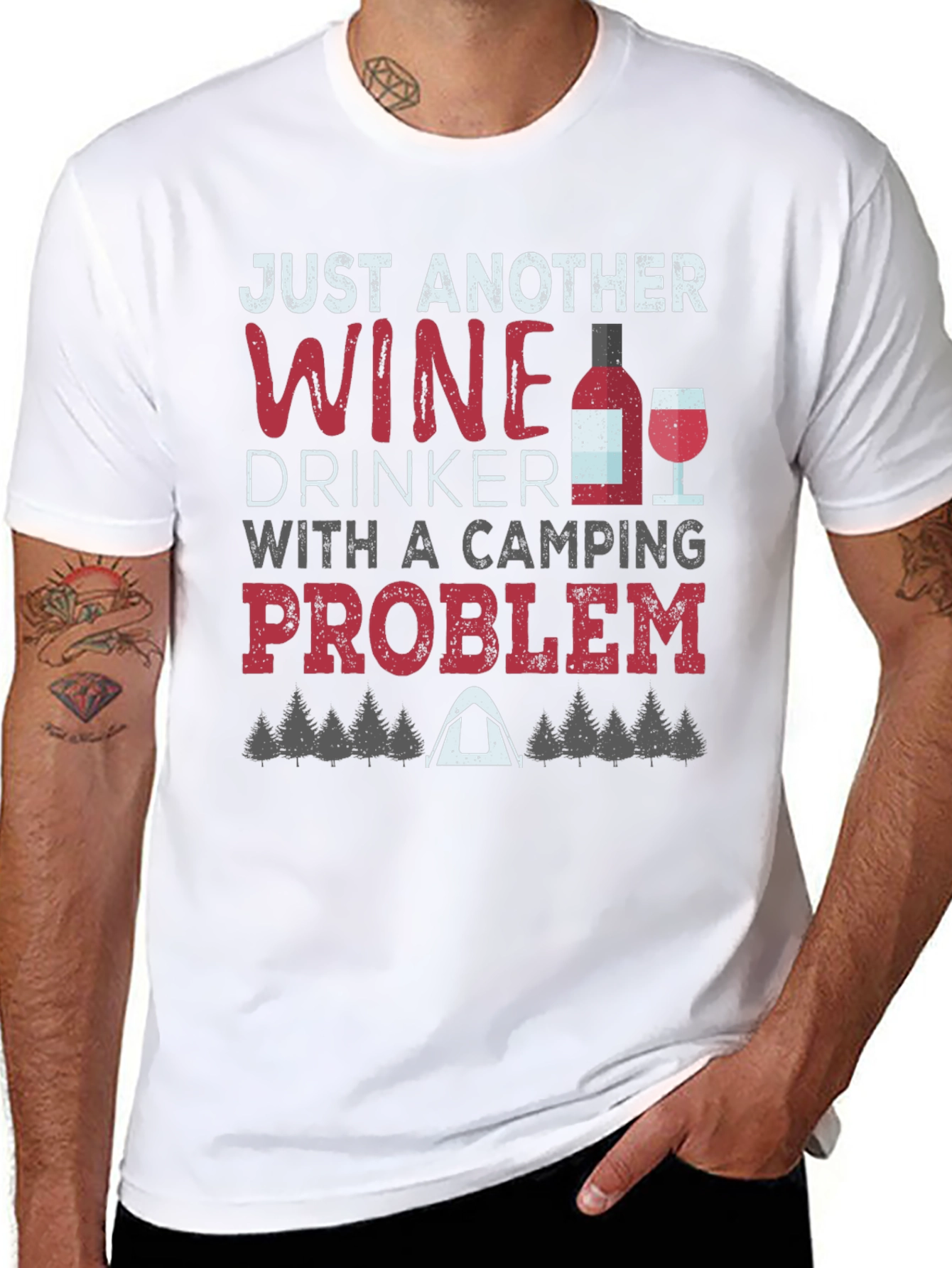 Wine Drinker Camping Problem Graphic Tee