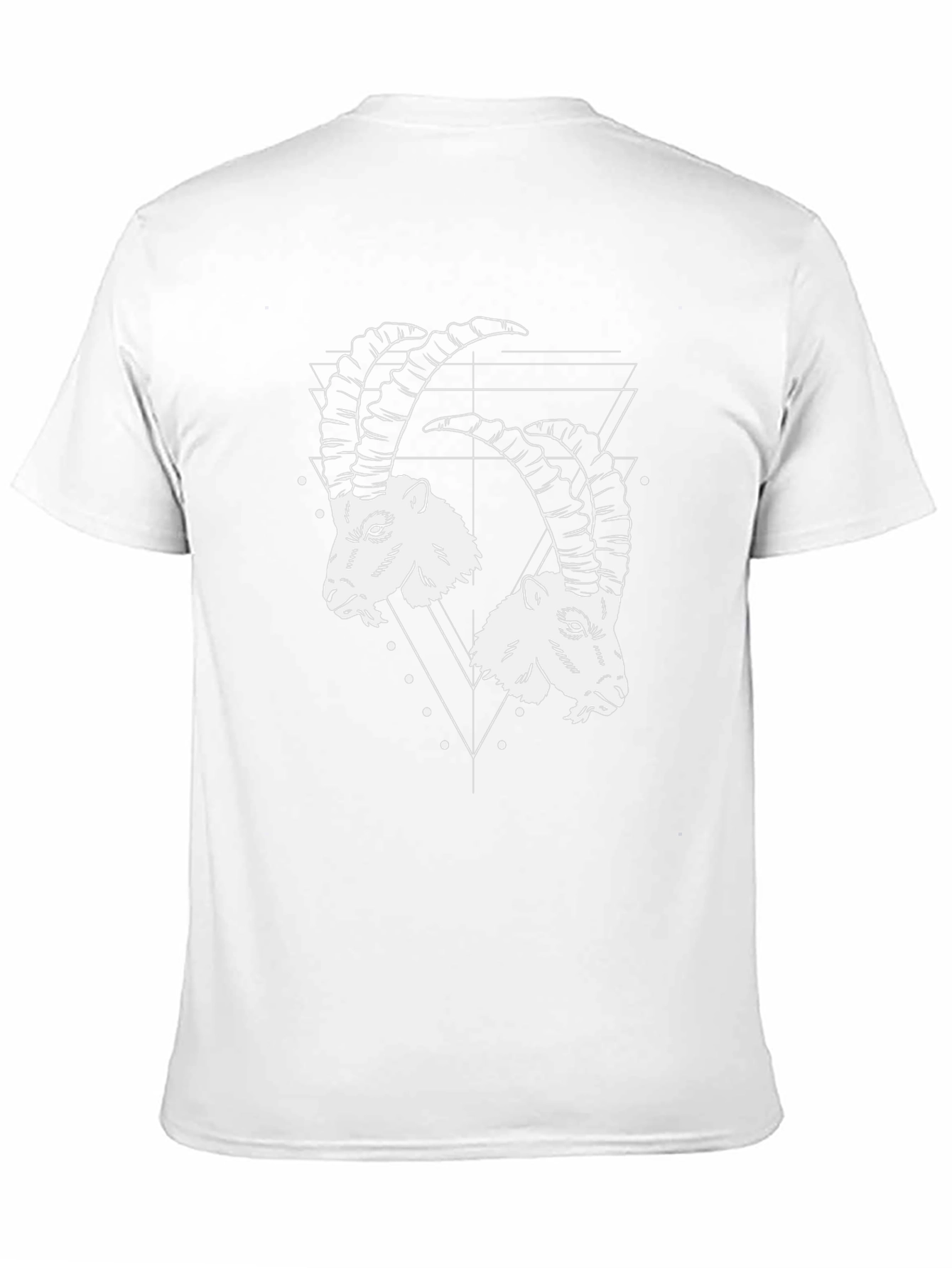 Geometric Ibex Head Graphic Tee - Black Cotton T-Shirt