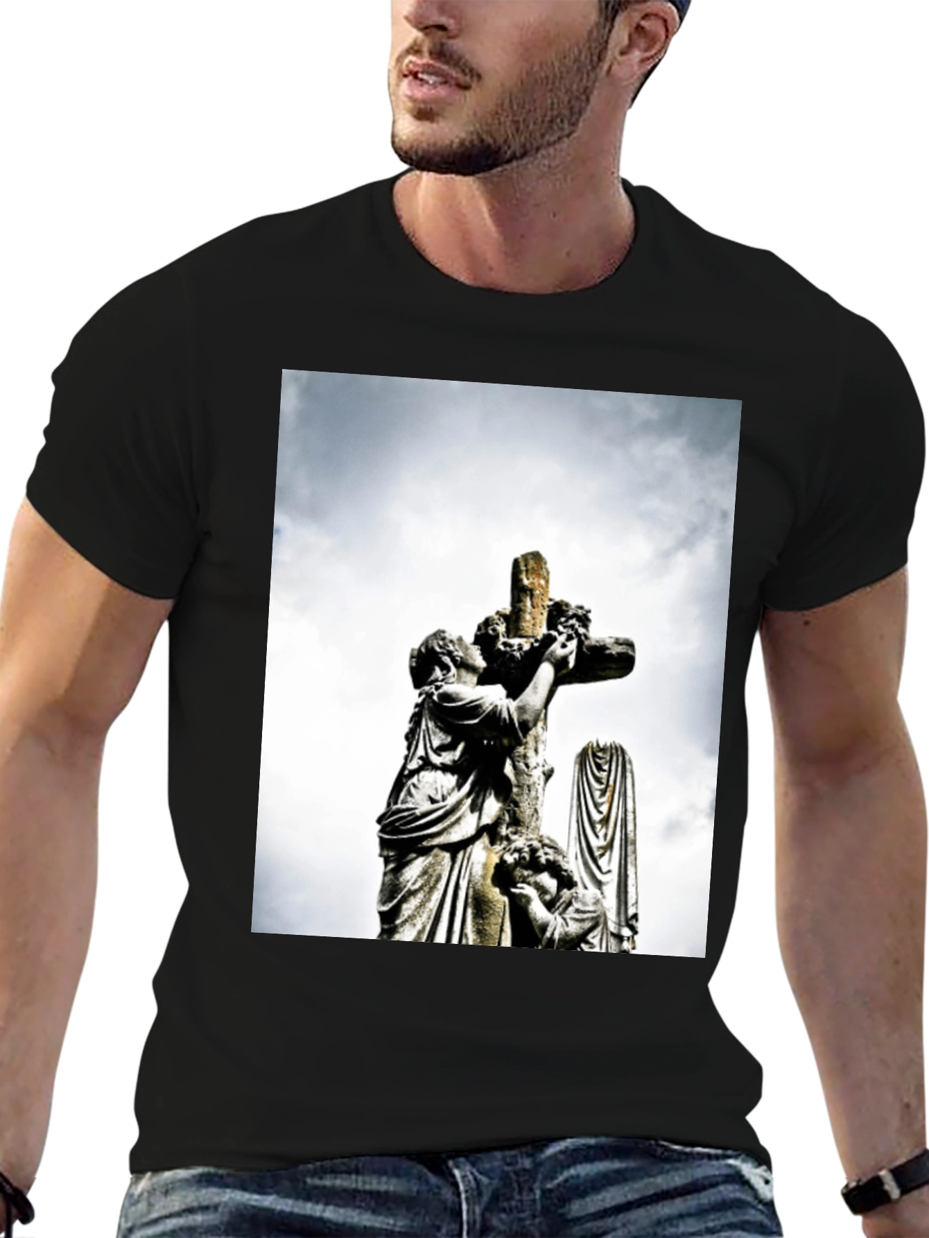 Statue Cross Graphic T-Shirt