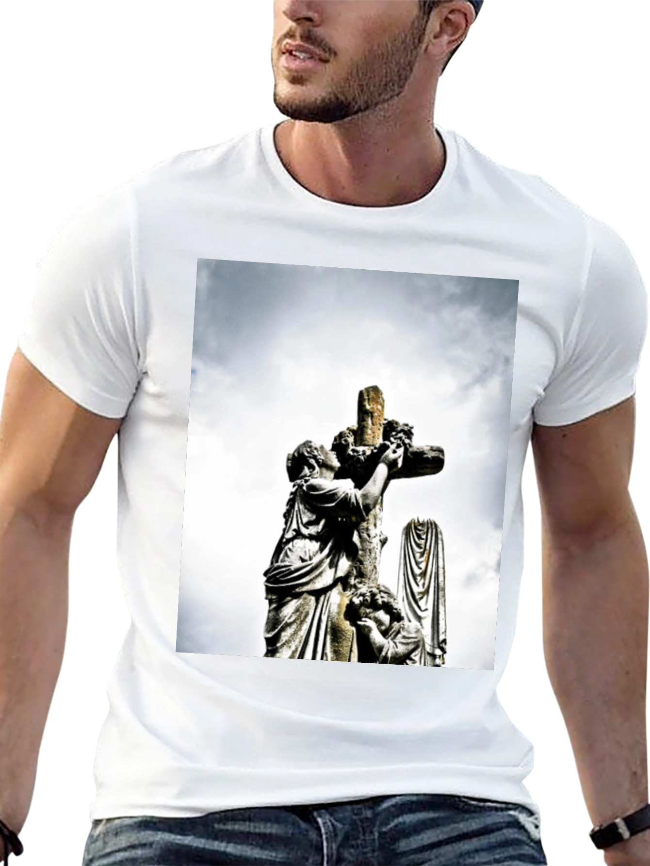 Statue Cross Graphic T-Shirt
