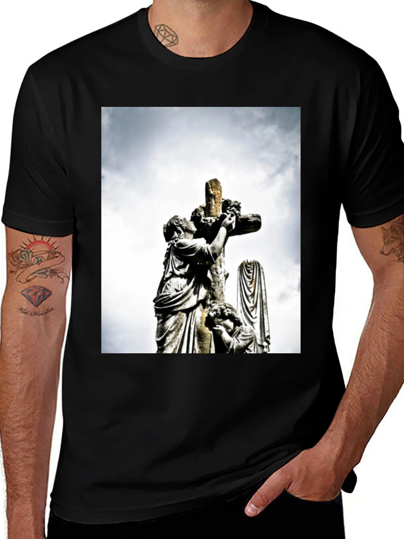 Statue Cross Graphic T-Shirt